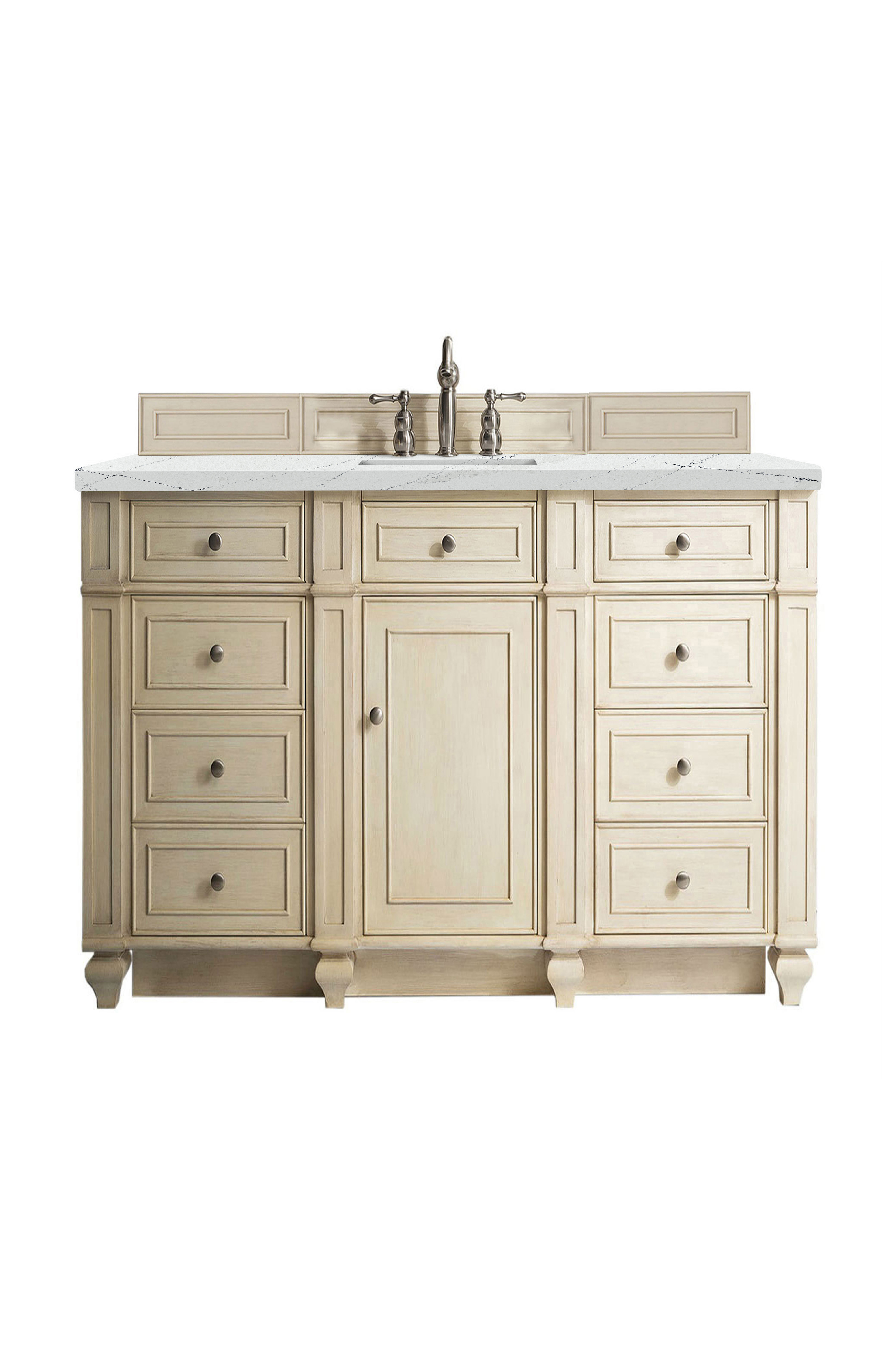 James Martin 157-V60S-VV-3ENC Bristol 60" Single Vanity, Vintage Vanilla, w/ 3 CM Ethereal Noctis Quartz Top