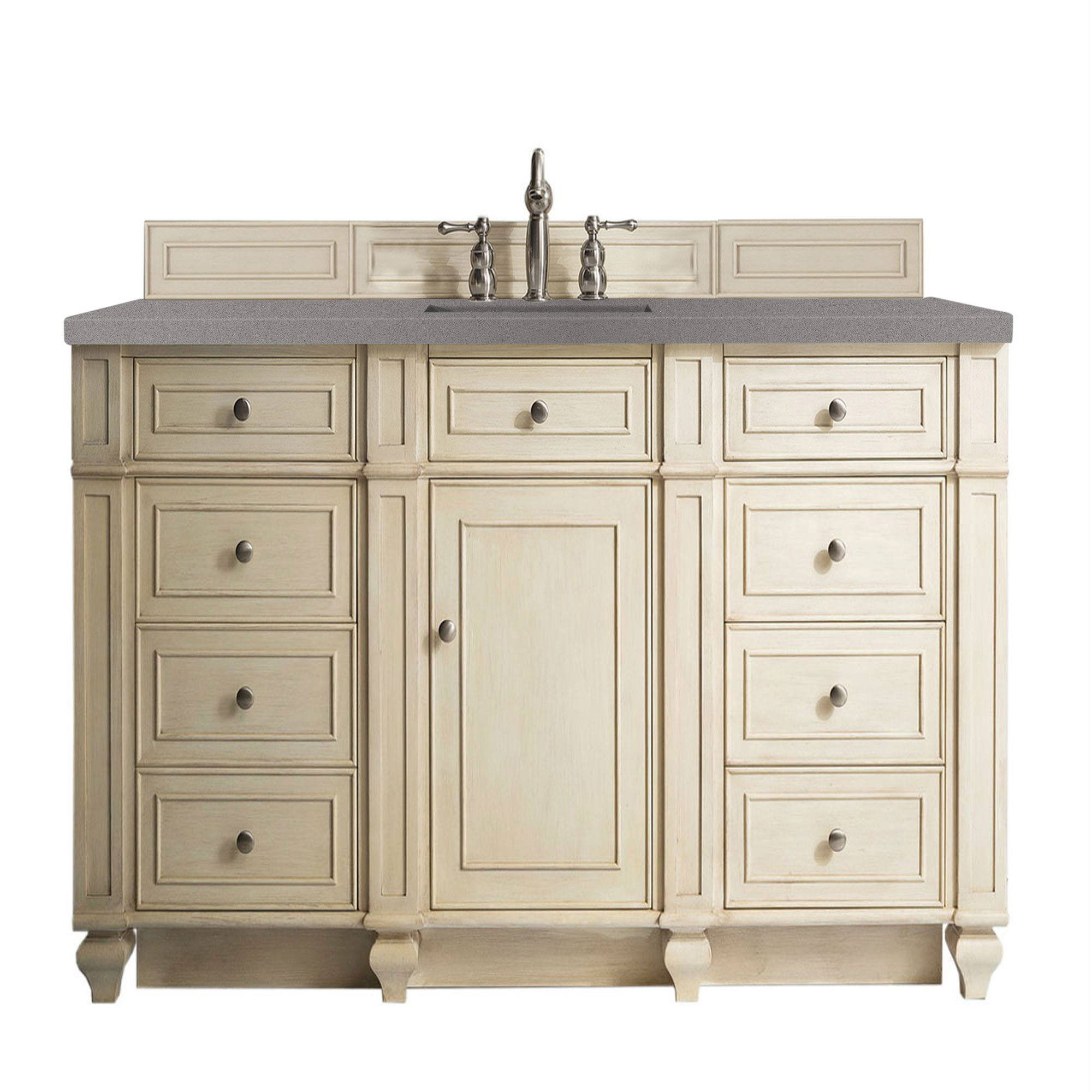 James Martin 157-V60S-VV-3GEX Bristol 60" Single Vanity, Vintage Vanilla, w/ 3 CM Grey Expo Quartz Top