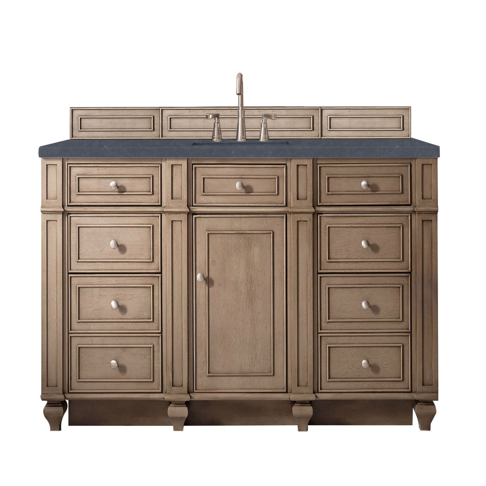 James Martin 157-V60S-WW-3CSP Bristol 60" Single Vanity Whitewashed Walnut, w/ 3 CM Charcoal Soapstone Quartz Top