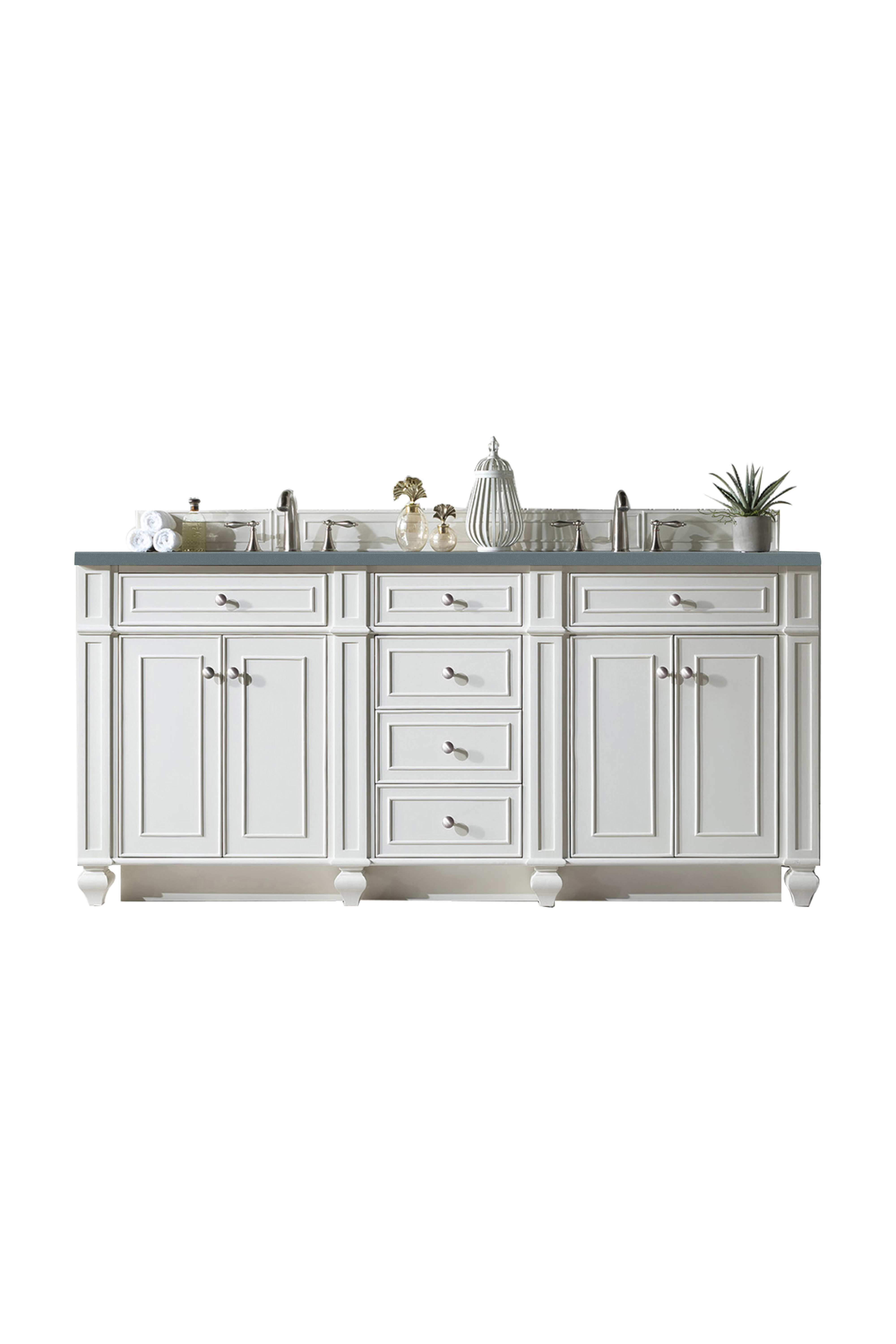 James Martin 157-V72-BW-3CBL Bristol 72" Double Vanity, Bright White, w/ 3 CM Cala Blue Quartz Top