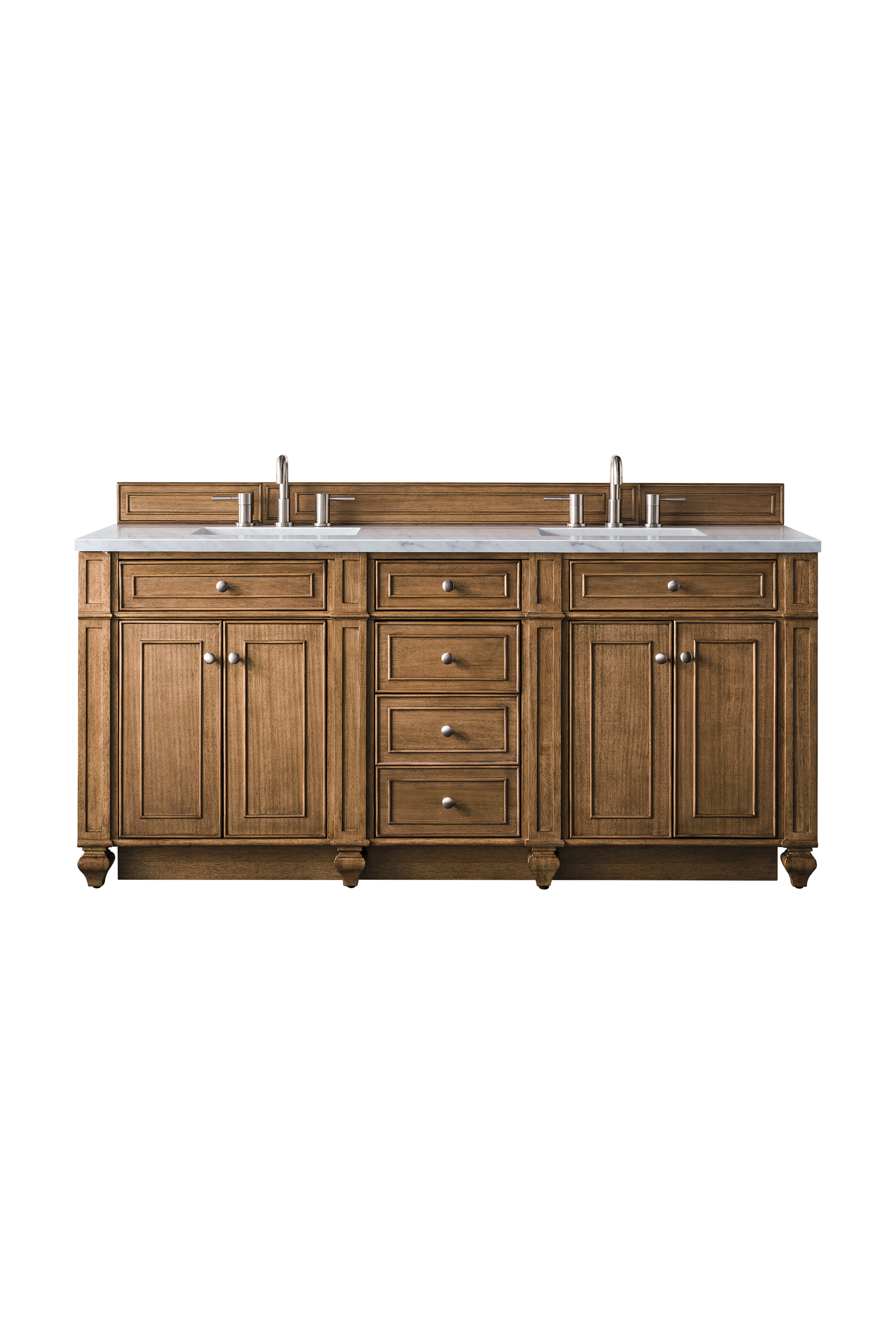 James Martin 157-V72-SBR-3AF Bristol 72" Double Vanity, Saddle Brown w/ 3 CM Arctic Fall Solid Surface Top