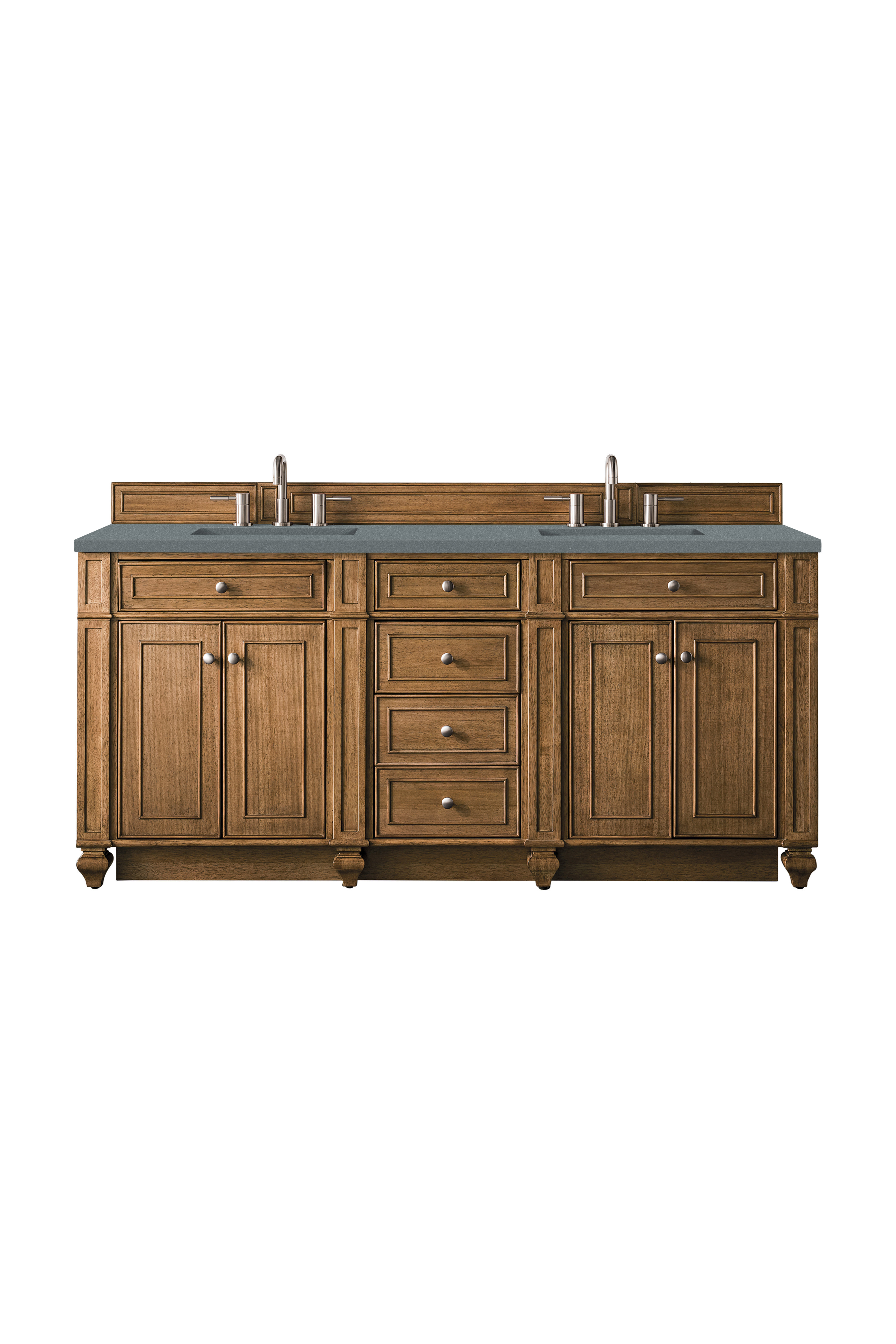 James Martin 157-V72-SBR-3CBL Bristol 72" Double Vanity, Saddle Brown, w/ 3 CM Cala Blue Quartz Top