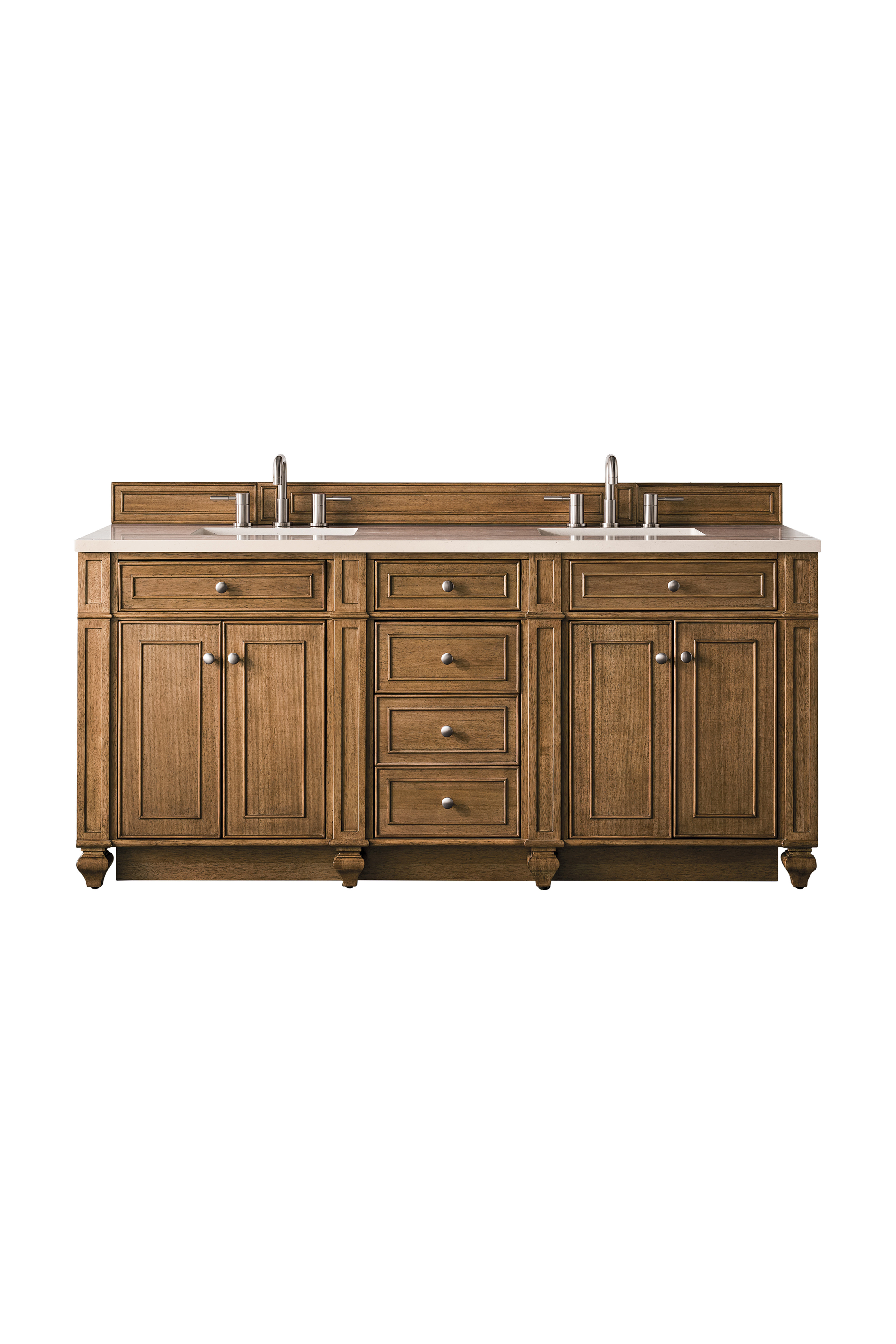 James Martin 157-V72-SBR-3EMR Bristol 72" Double Vanity, Saddle Brown, w/ 3 CM Eternal Marfil Quartz Top