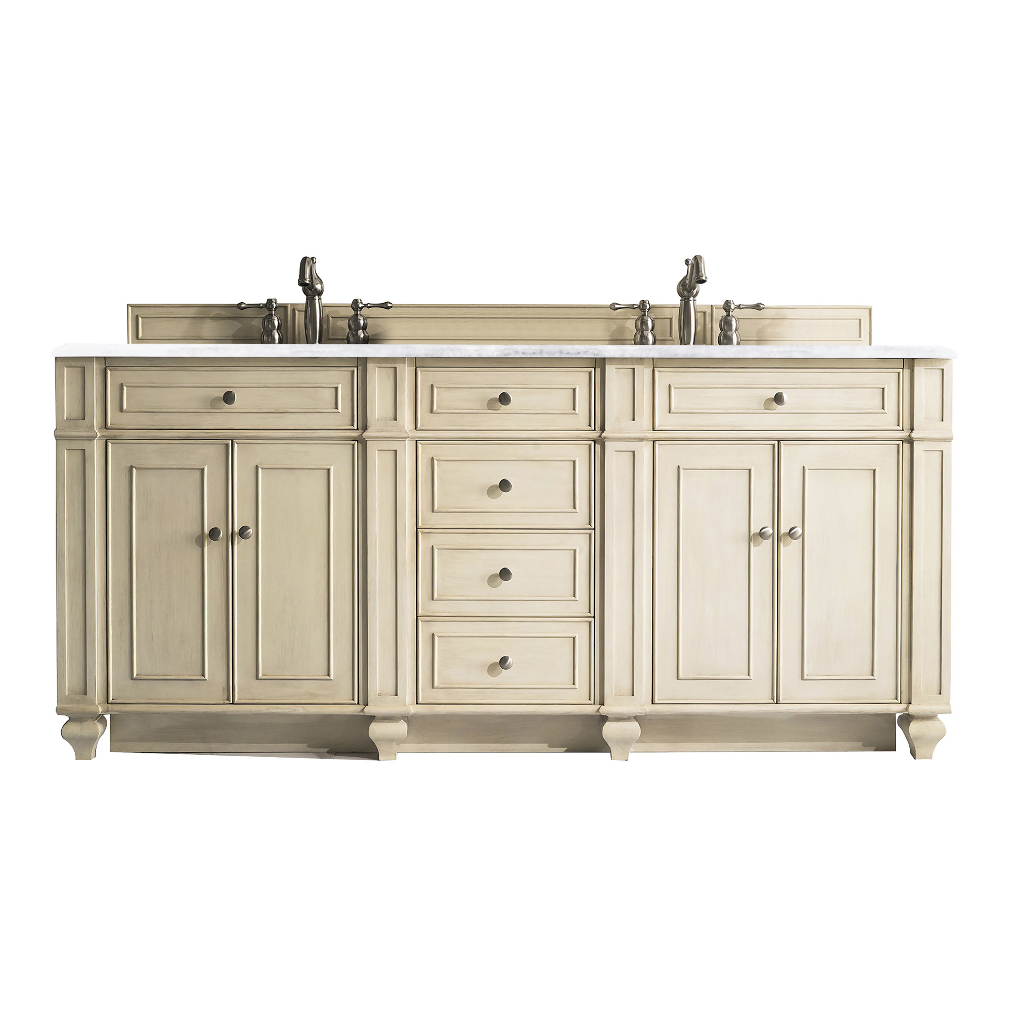 James Martin 157-V72-VV-3AF Bristol 72" Double Vanity, Vintage Vanilla w/ 3 CM Arctic Fall Solid Surface Top