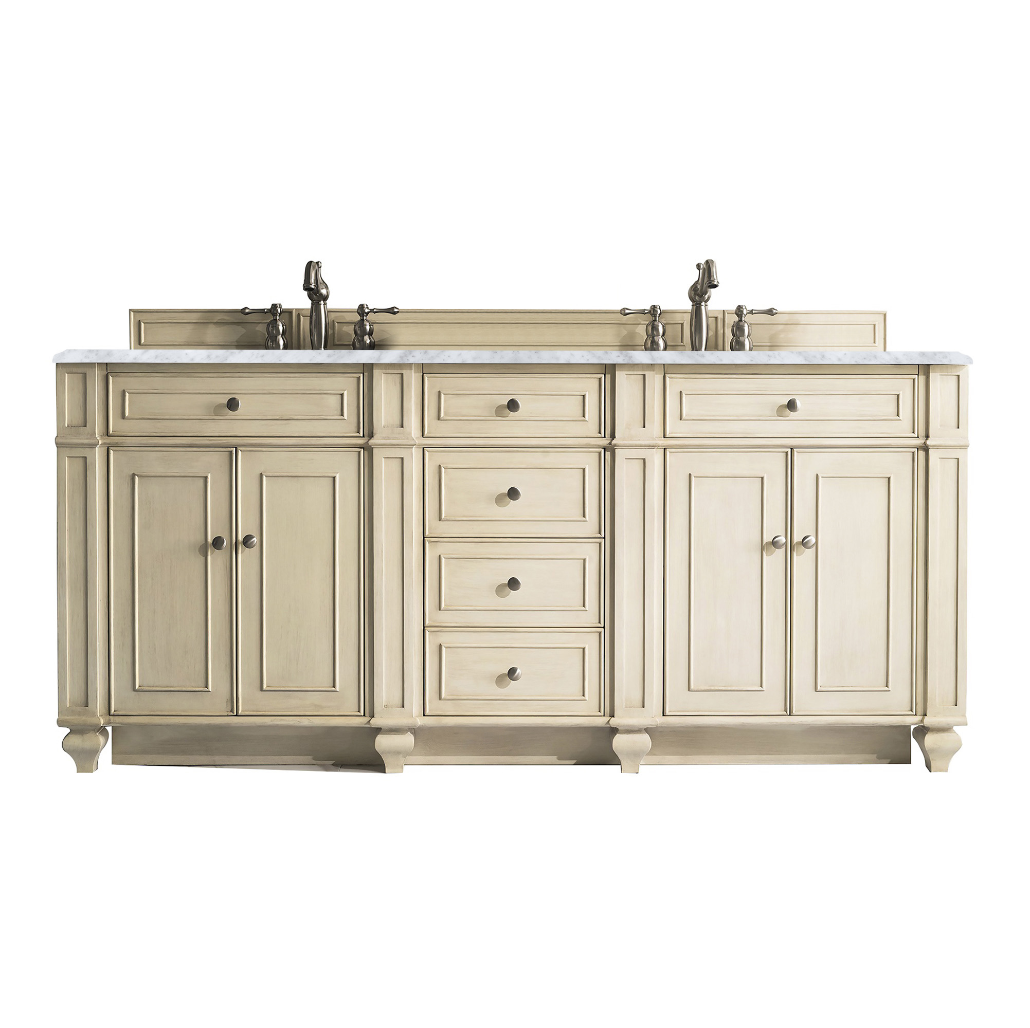 James Martin 157-V72-VV-3CAR Bristol 72" Double Vanity, Vintage Vanilla w/ 3 CM Carrara Marble Top