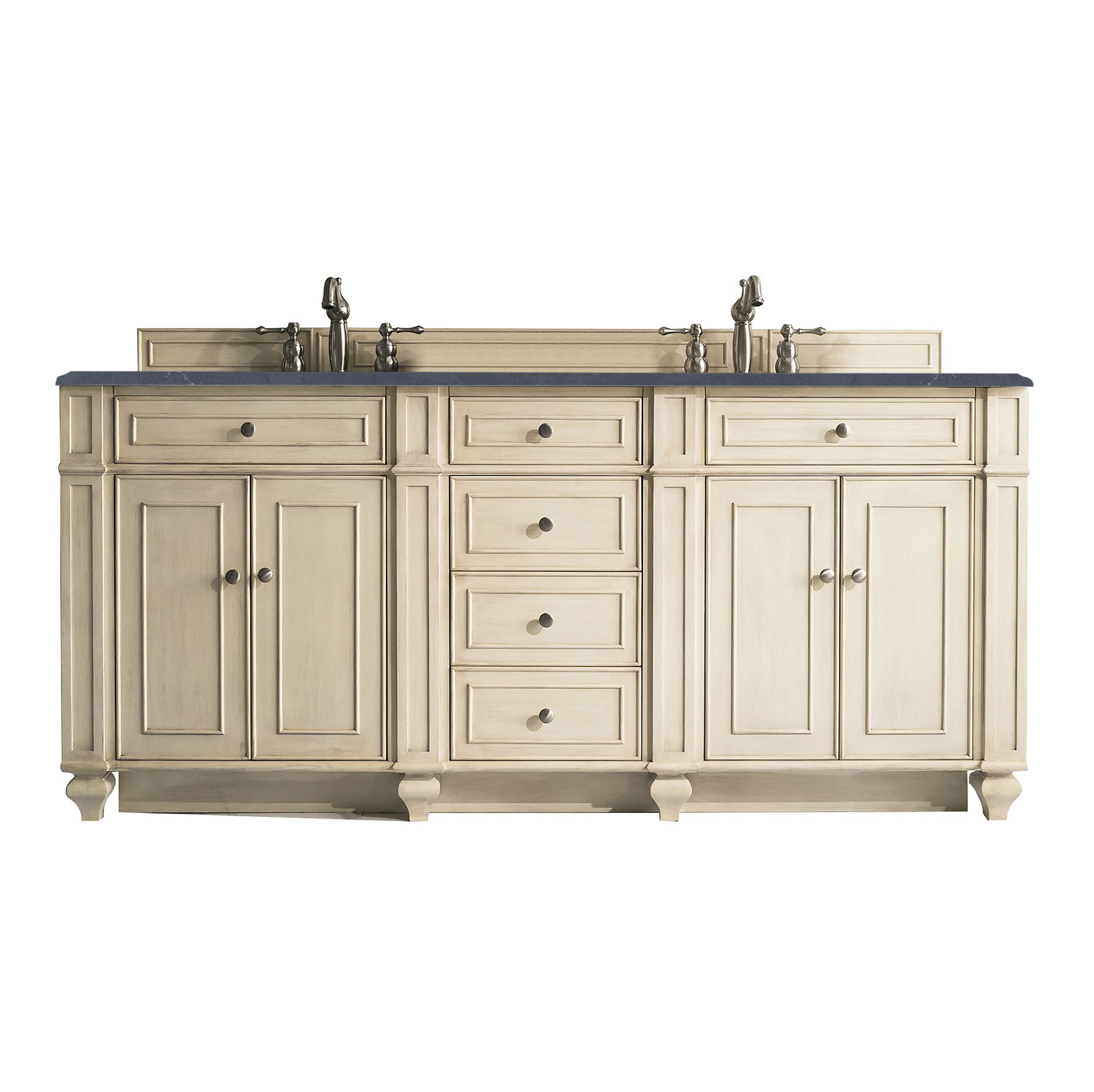 James Martin 157-V72-VV-3CSP Bristol 72" Double Vanity, Vintage Vanilla, w/ 3 CM Charcoal Soapstone Quartz Top