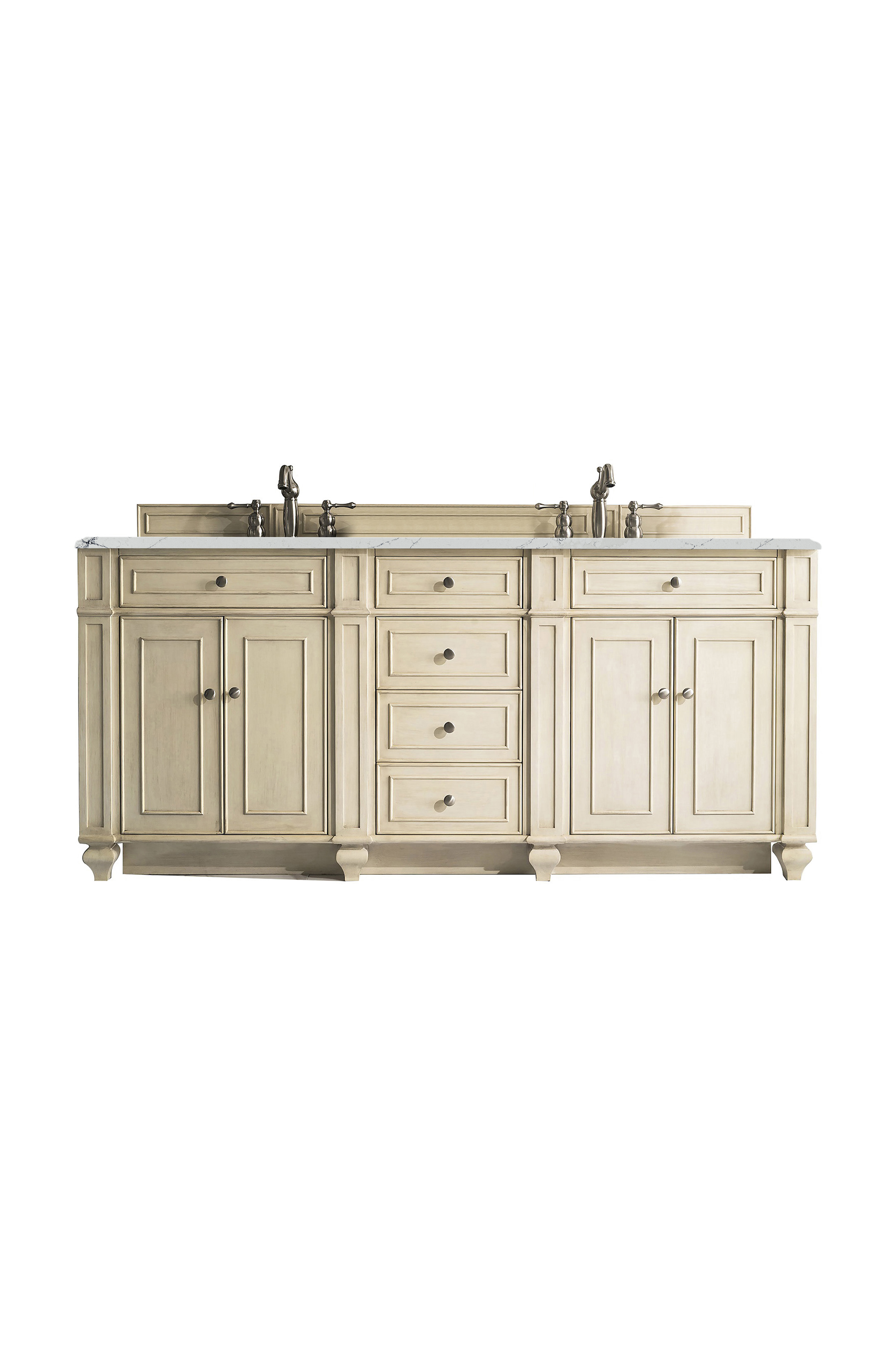 James Martin 157-V72-VV-3ENC Bristol 72" Double Vanity, Vintage Vanilla, w/ 3 CM Ethereal Noctis Quartz Top