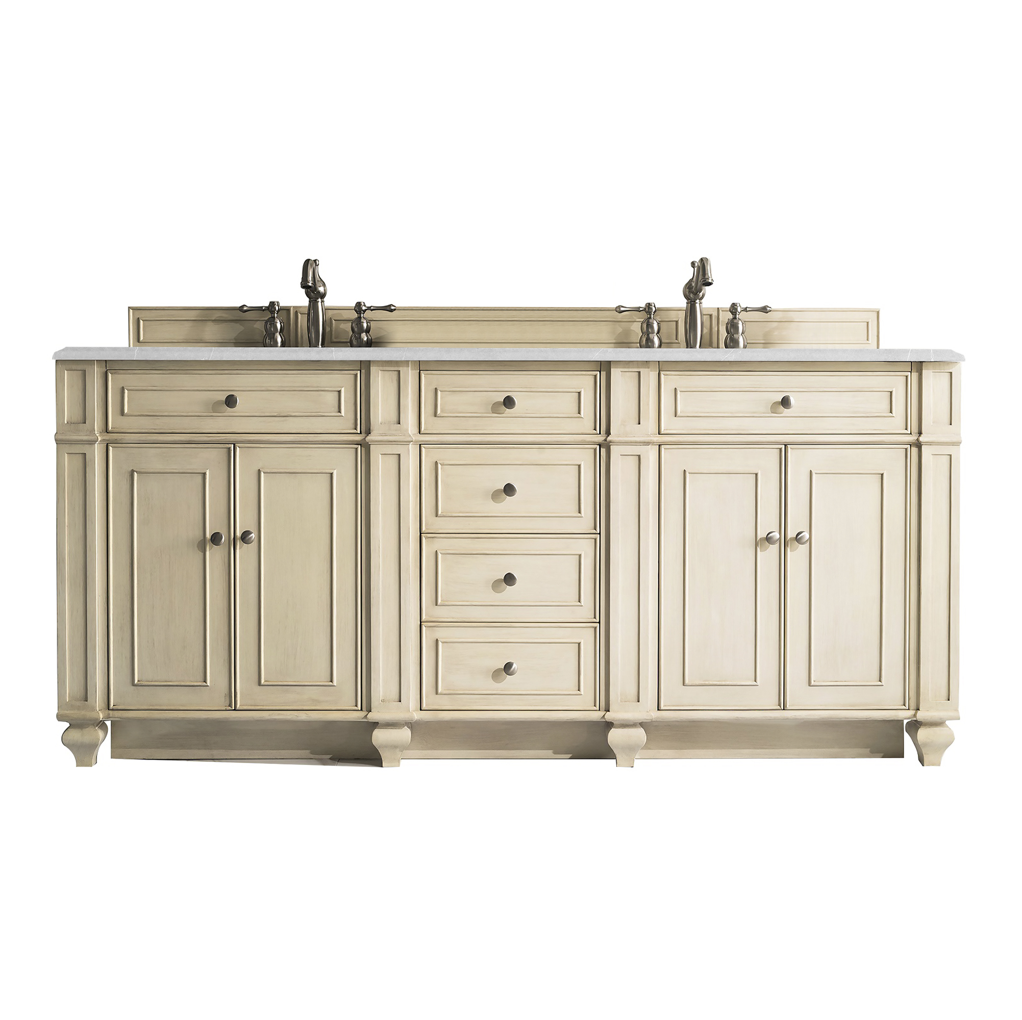 James Martin 157-V72-VV-3ESR Bristol 72" Double Vanity, Vintage Vanilla, w/ 3 CM Eternal Serena Quartz Top