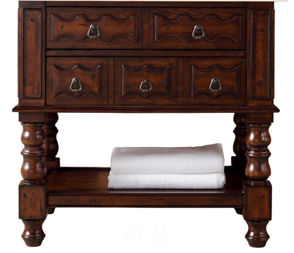 James Martin 160-V36-ACG-3AF Castilian 36" Aged Cognac Single Vanity w/ 3 CM Arctic Fall Solid Surface Top - Click Image to Close