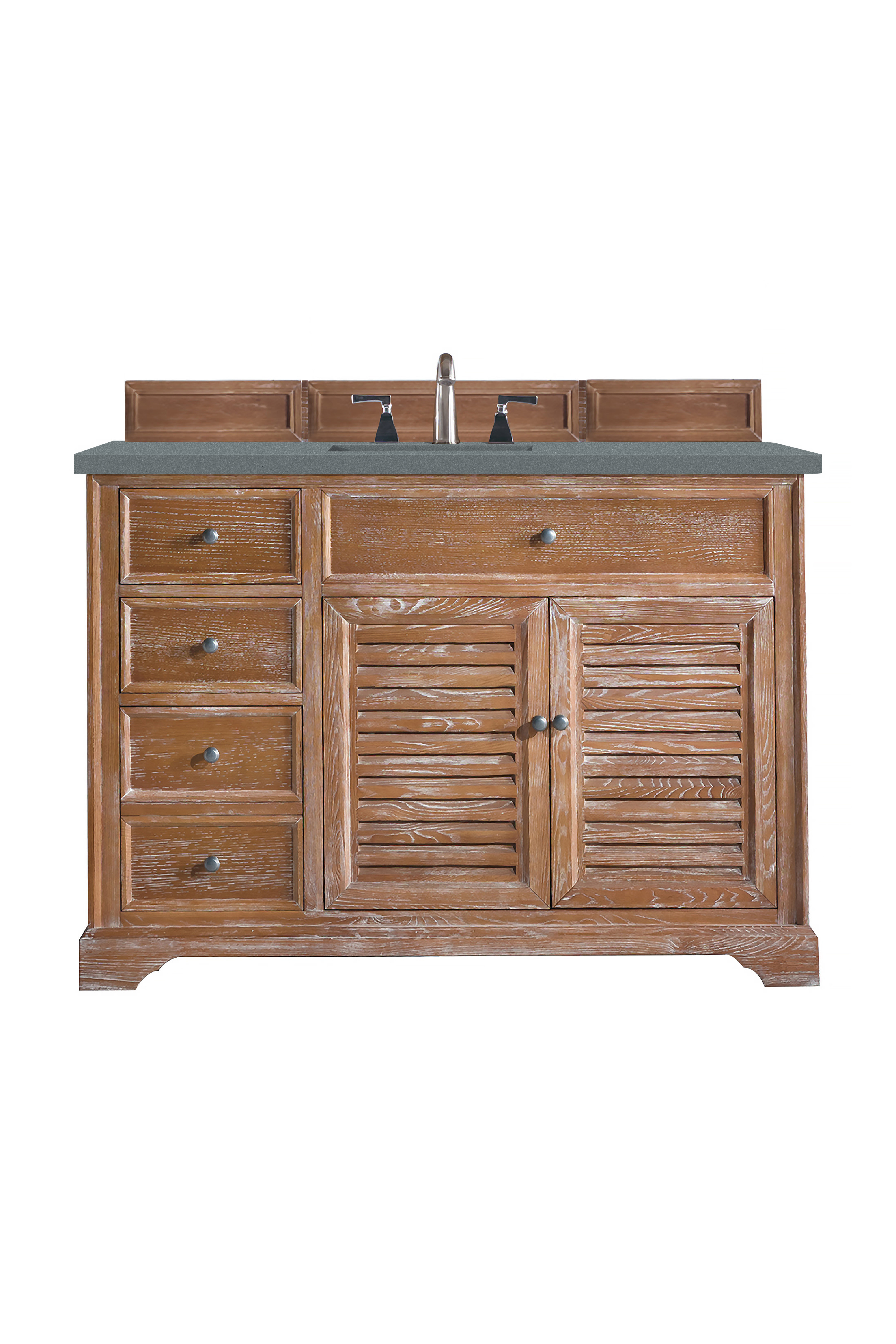 James Martin 238-104-5211-3CBL Savannah 48" Single Vanity Cabinet, Driftwood, w/ 3 CM Cala Blue Quartz Top