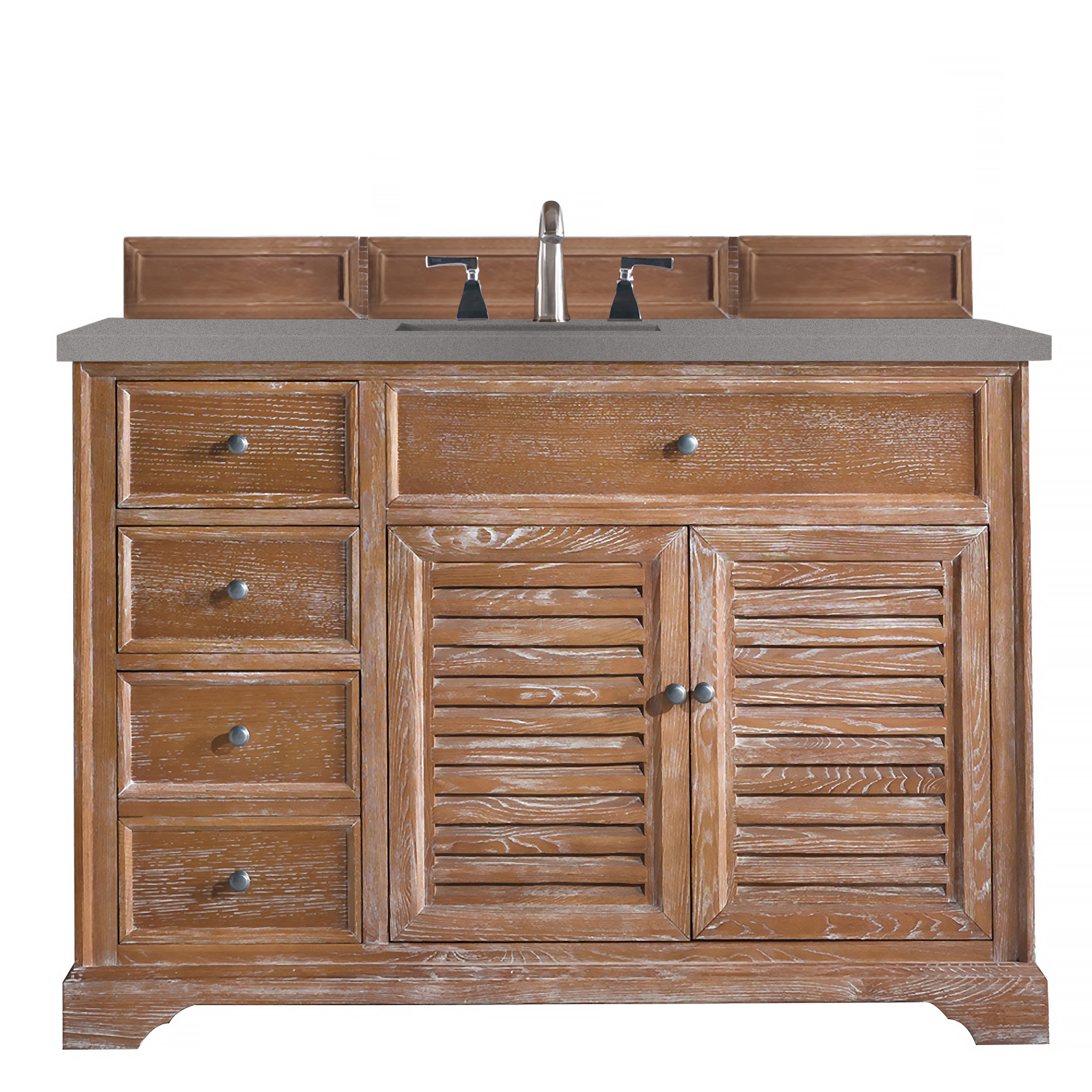 James Martin 238-104-5211-3GEX Savannah 48" Single Vanity Cabinet, Driftwood, w/ 3 CM Grey Expo Quartz Top
