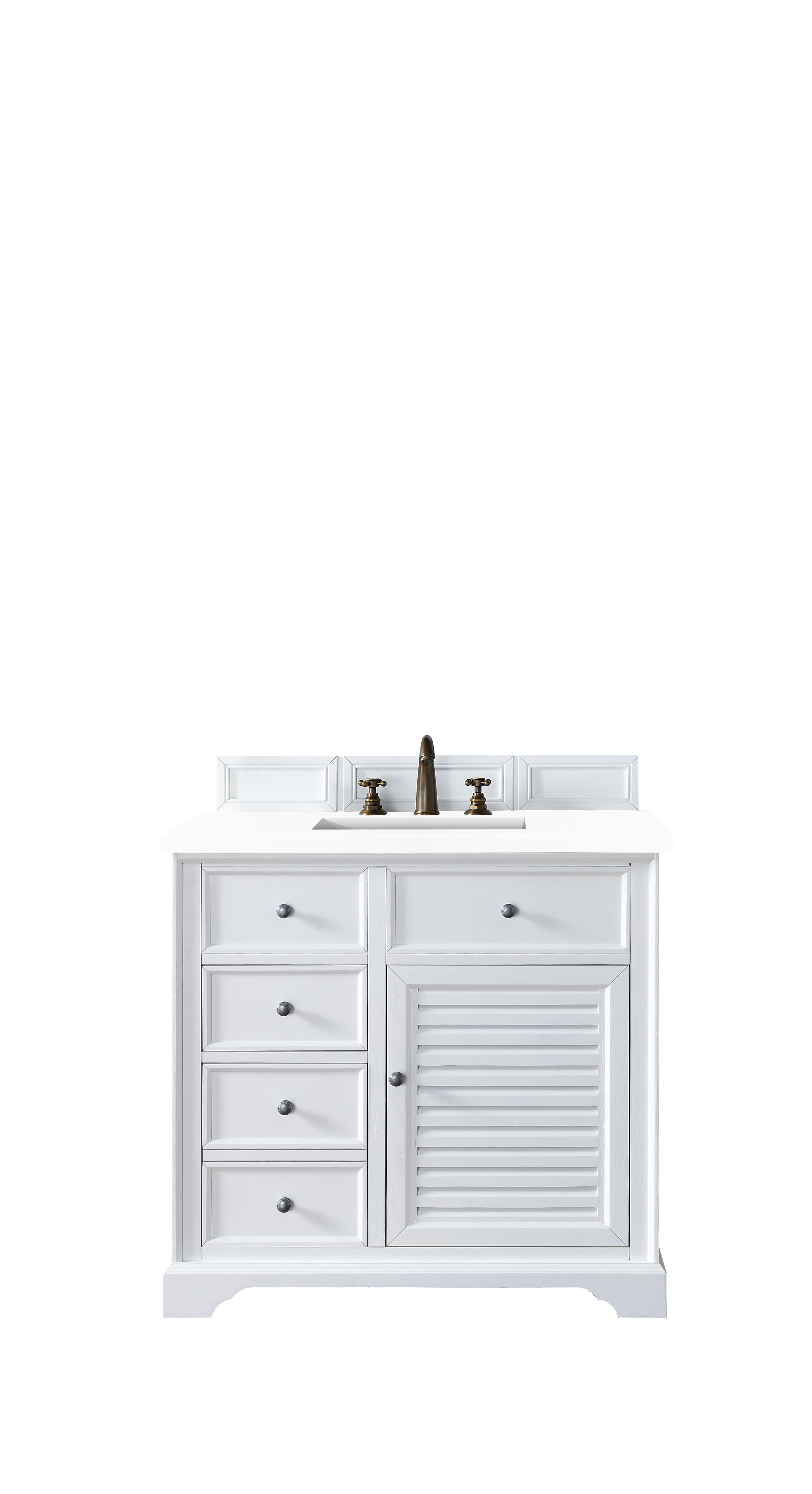 James Martin 238-104-V36-BW-3CLW Savannah 36" Single Vanity Cabinet, Bright White, w/ 3 CM Classic White Quartz Top