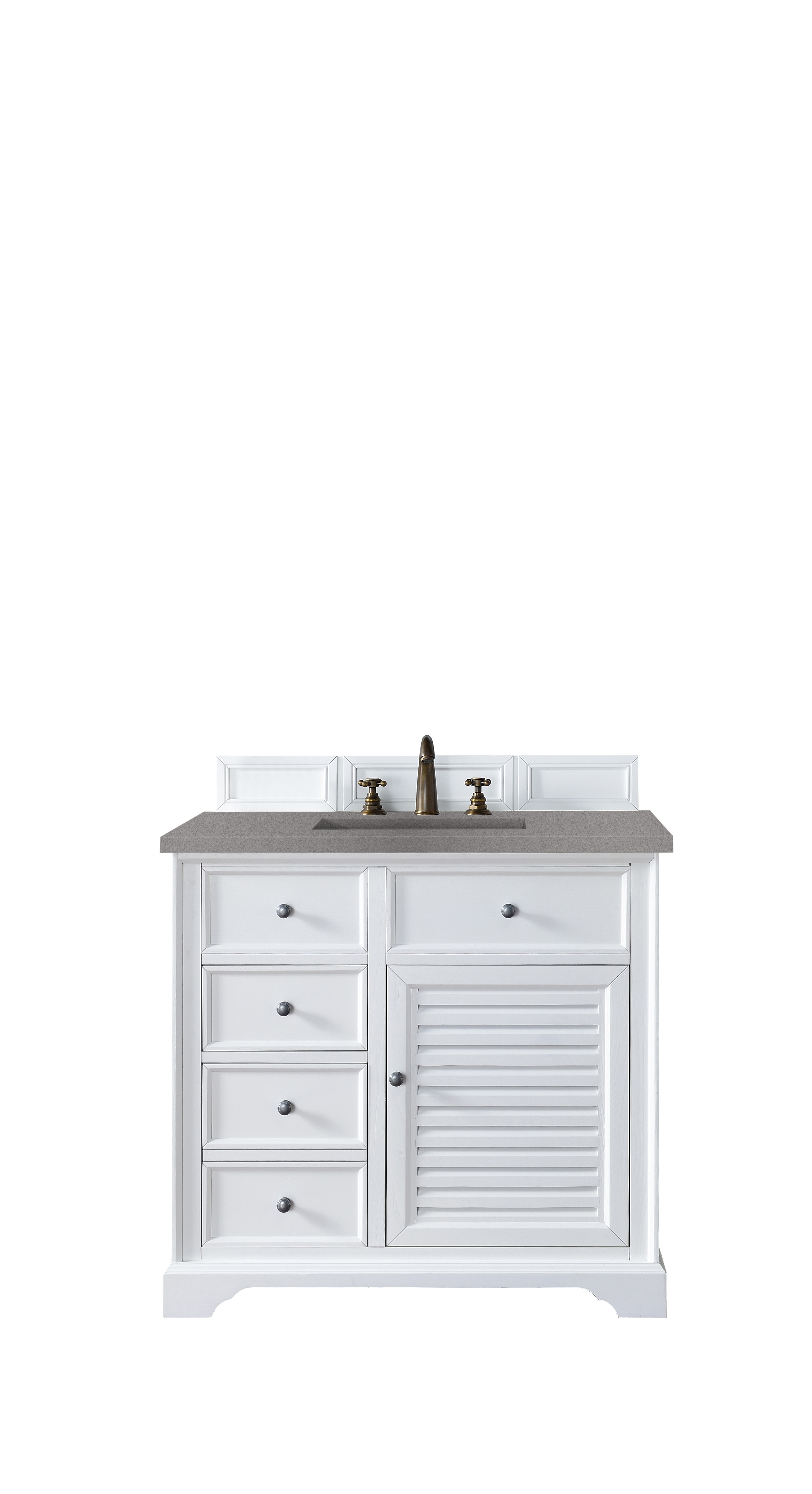 James Martin 238-104-V36-BW-3GEX Savannah 36" Single Vanity Cabinet, Bright White, w/ 3 CM Grey Expo Quartz Top