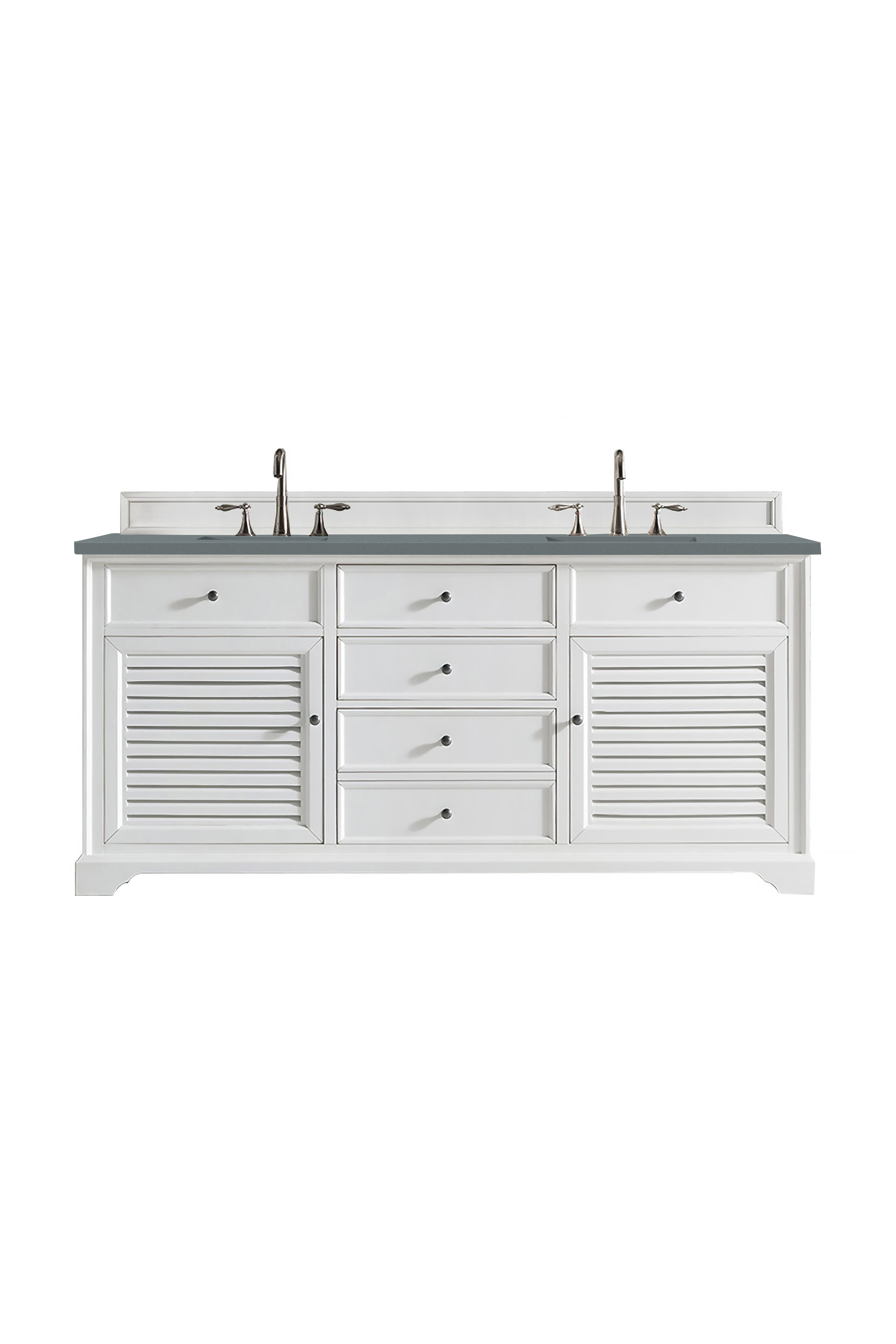 James Martin 238-104-V72-BW-3CBL Savannah 72" Double Vanity Cabinet, Bright White, w/ 3 CM Cala Blue Quartz Top