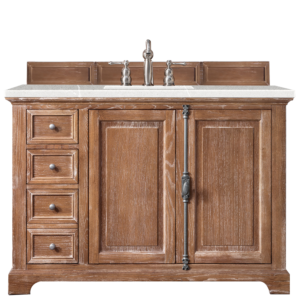 James Martin 238-105-5211-3ESR Providence 48" Single Vanity Cabinet, Driftwood, w/ 3 CM Eternal Serena Quartz Top