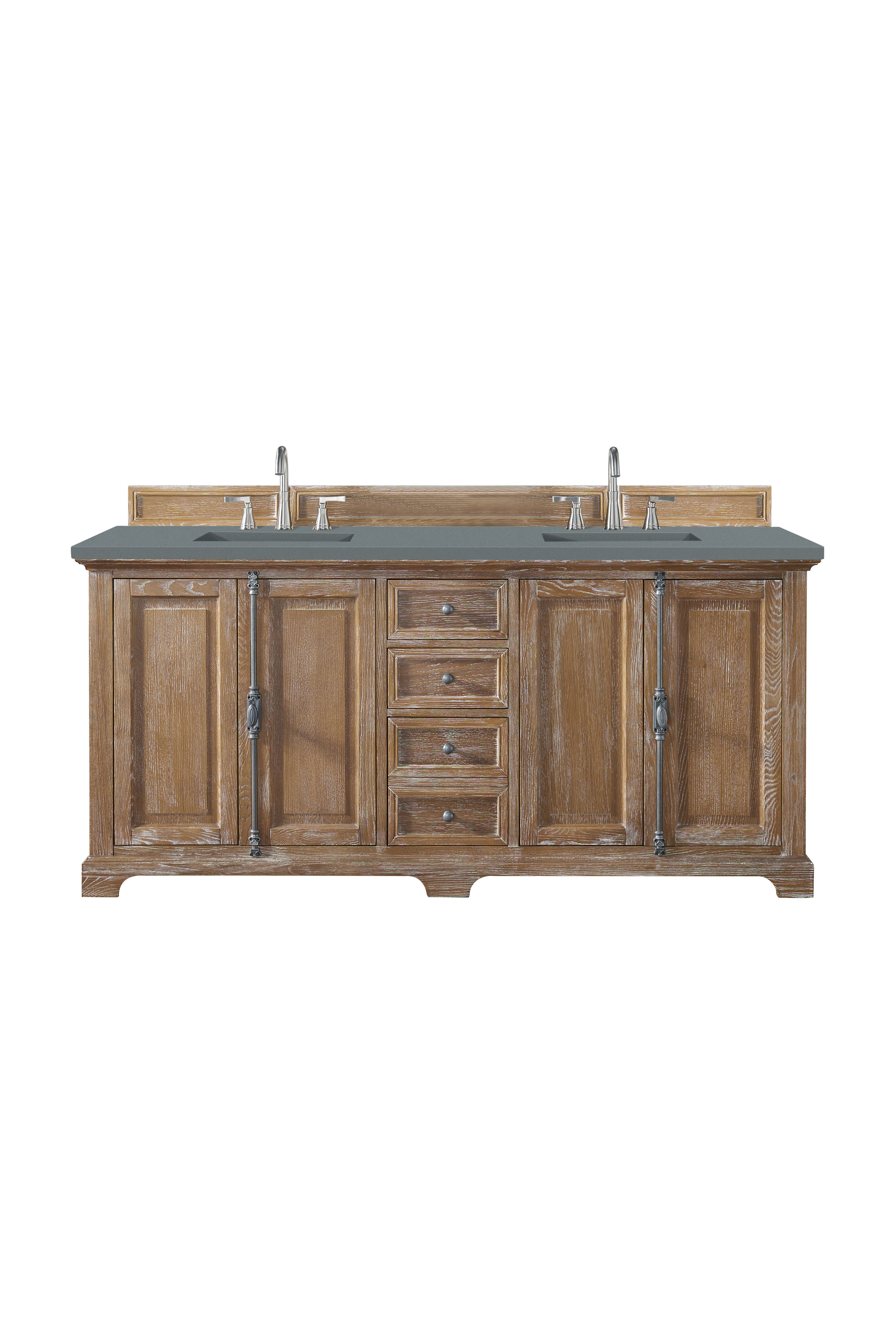 James Martin 238-105-5711-3CBL Providence 72" Double Vanity Cabinet, Driftwood, w/ 3 CM Cala Blue Quartz Top