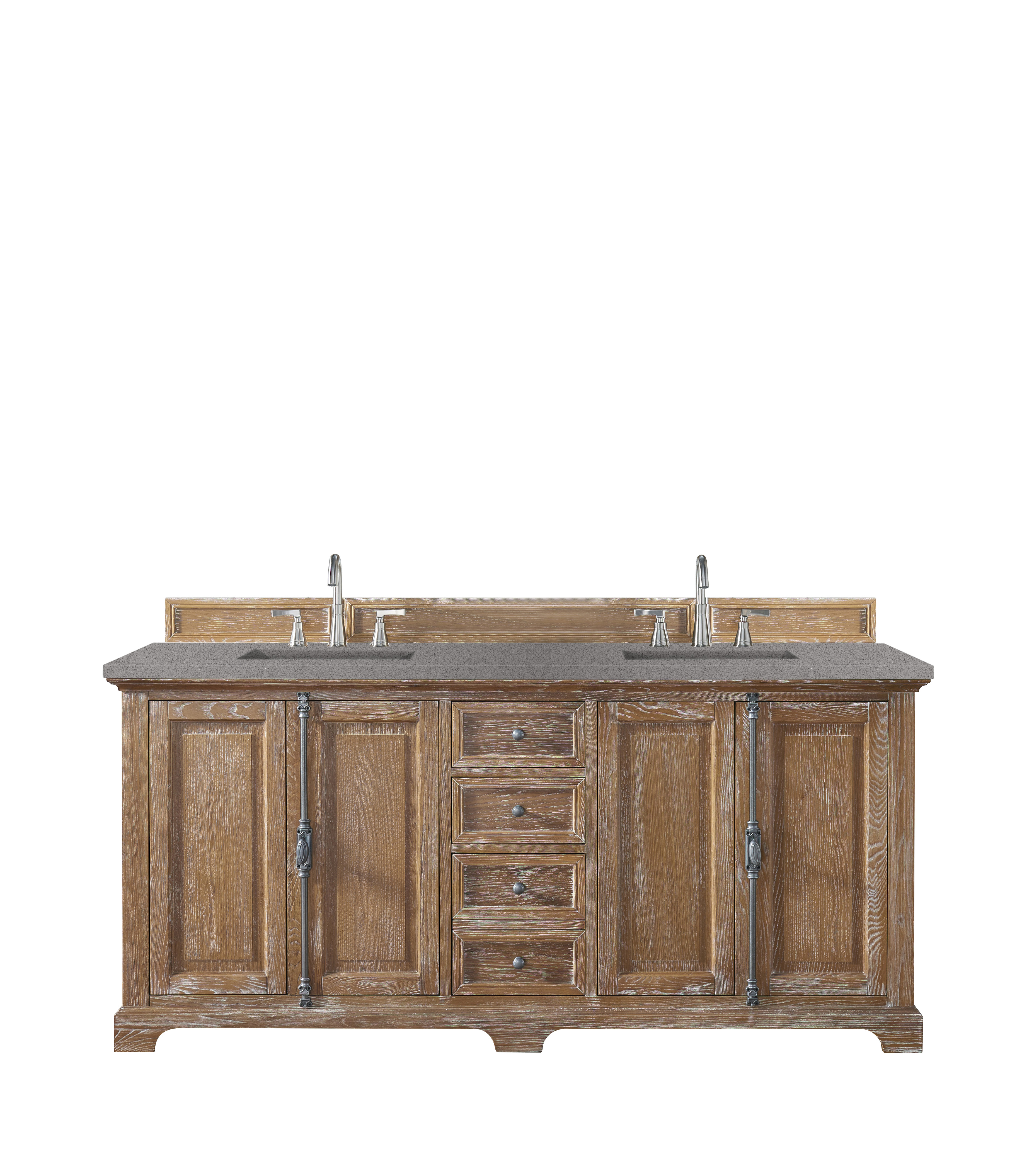 James Martin 238-105-5711-3GEX Providence 72" Double Vanity Cabinet, Driftwood, w/ 3 CM Grey Expo Quartz Top