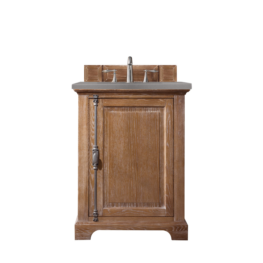 James Martin 238-105-V26-DRF-3GEX Providence 26" Single Vanity Cabinet, Driftwood, w/ 3 CM Grey Expo Quartz Top