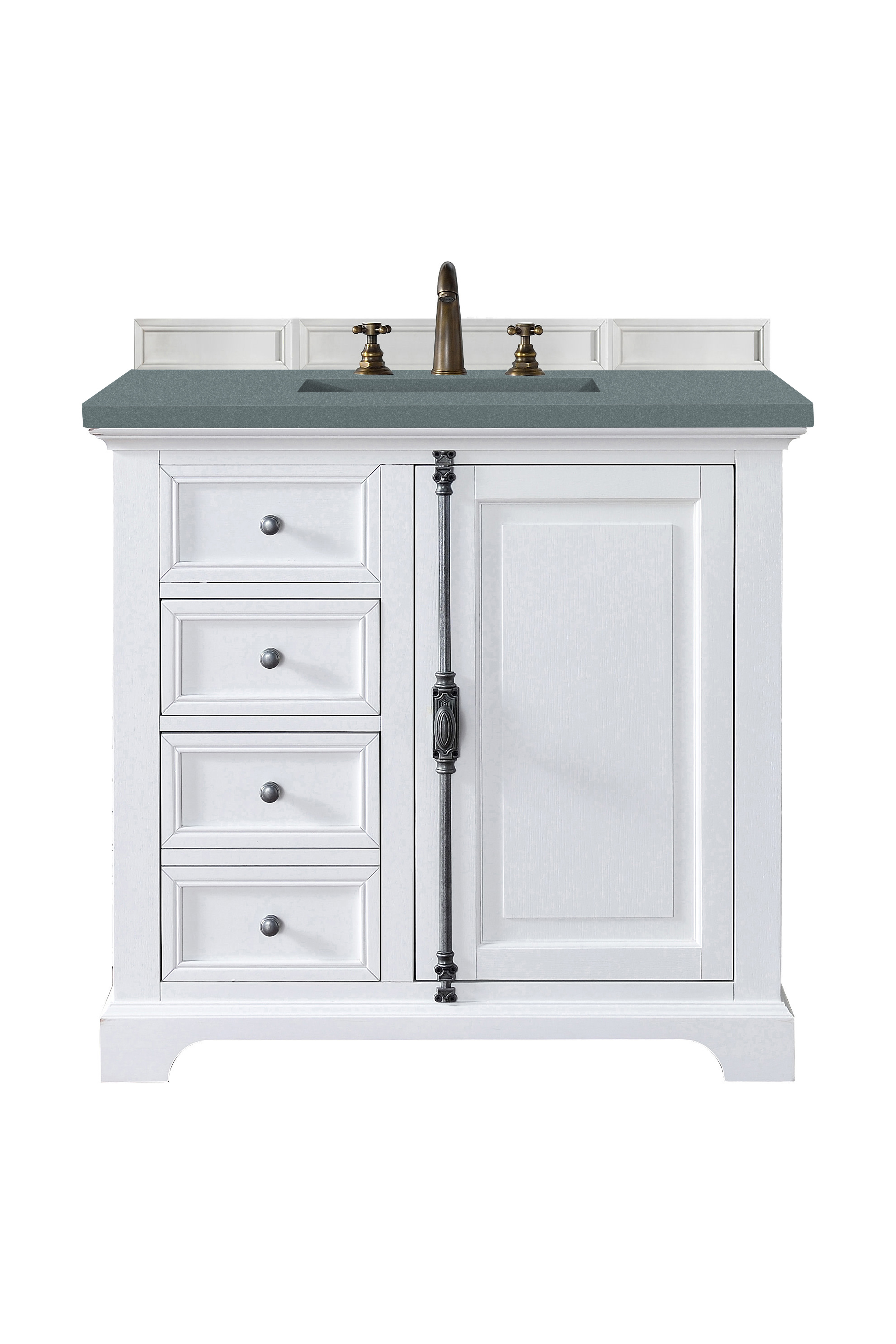 James Martin 238-105-V36-BW-3CBL Providence 36" Single Vanity Cabinet, Bright White, w/ 3 CM Cala Blue Quartz Top