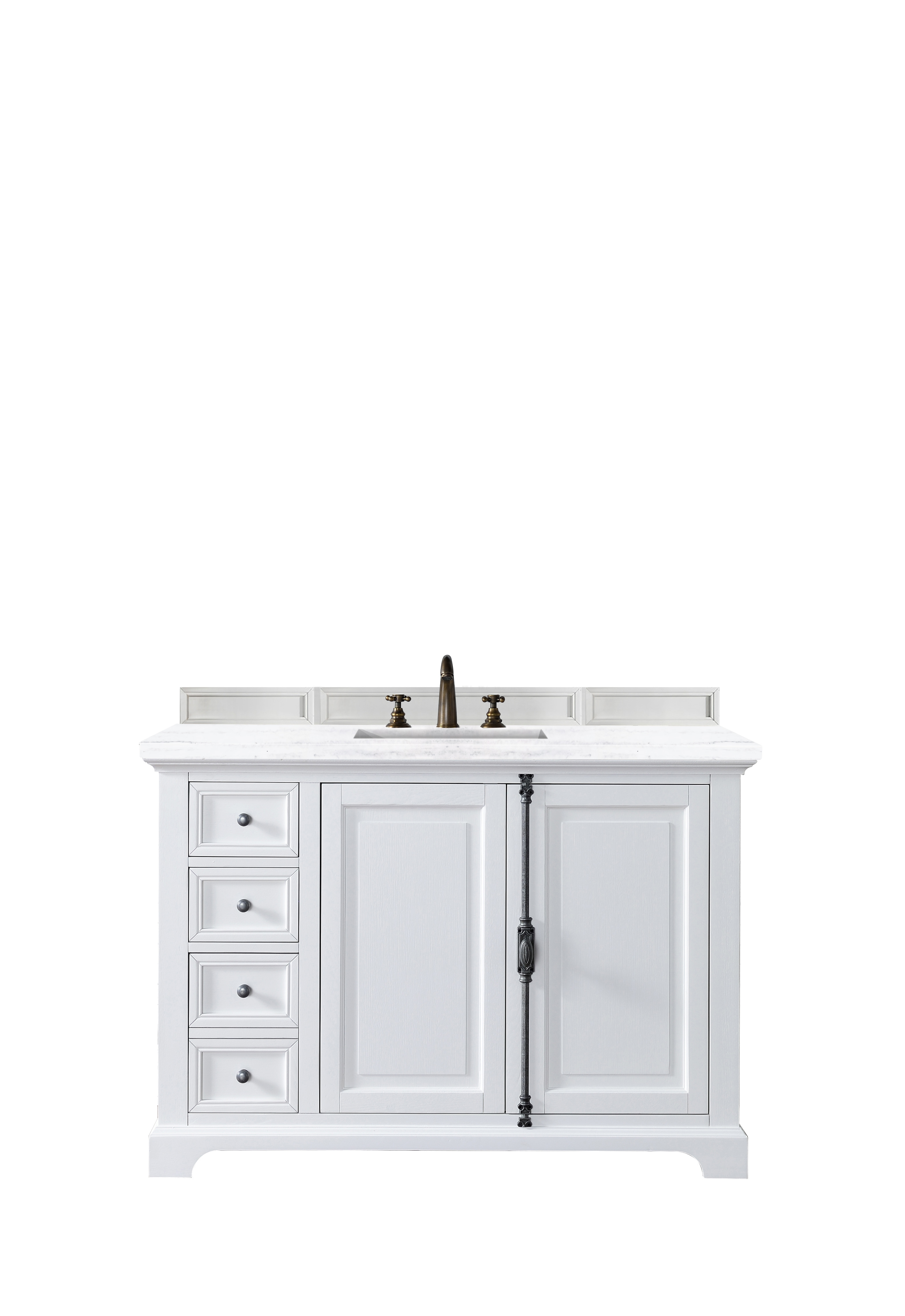 James Martin 238-105-V48-BW-3AF Providence 48" Bright White Single Vanity w/ 3 CM Arctic Fall Solid Surface Top