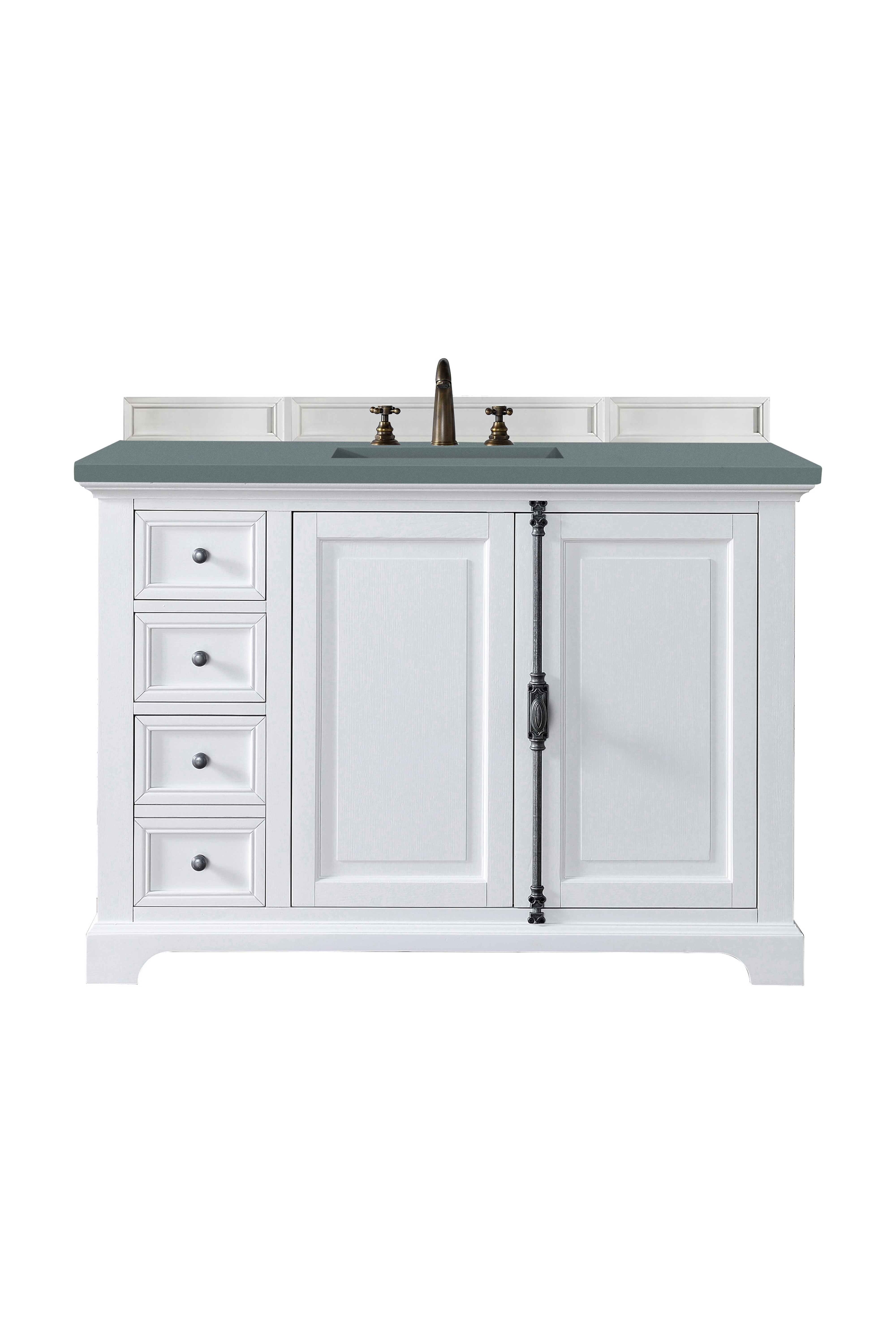 James Martin 238-105-V48-BW-3CBL Providence 48" Single Vanity Cabinet, Bright White, w/ 3 CM Cala Blue Quartz Top