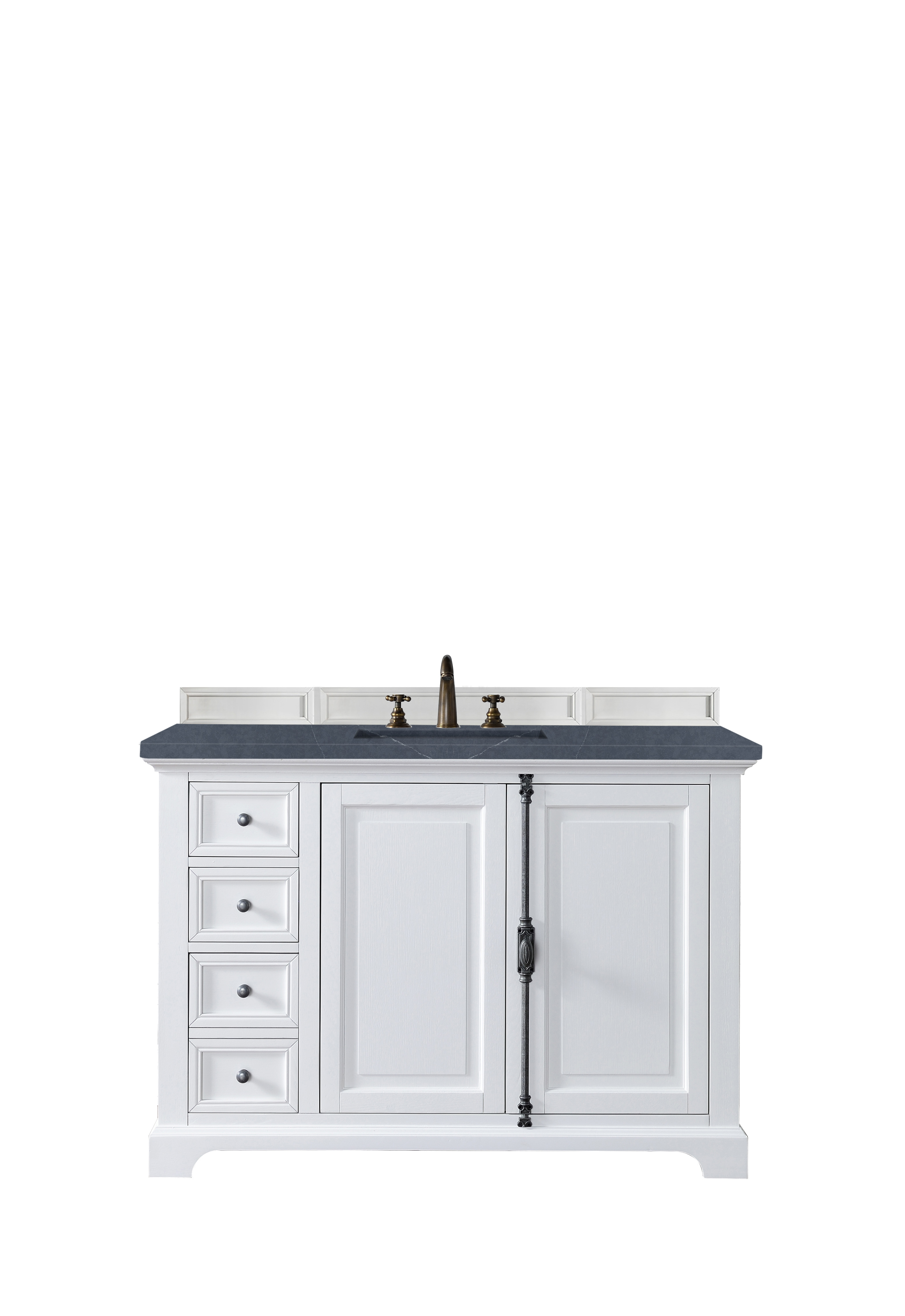 James Martin 238-105-V48-BW-3CSP Providence 48" Single Vanity Cabinet, Bright White, w/ 3 CM Charcoal Soapstone Quartz Top