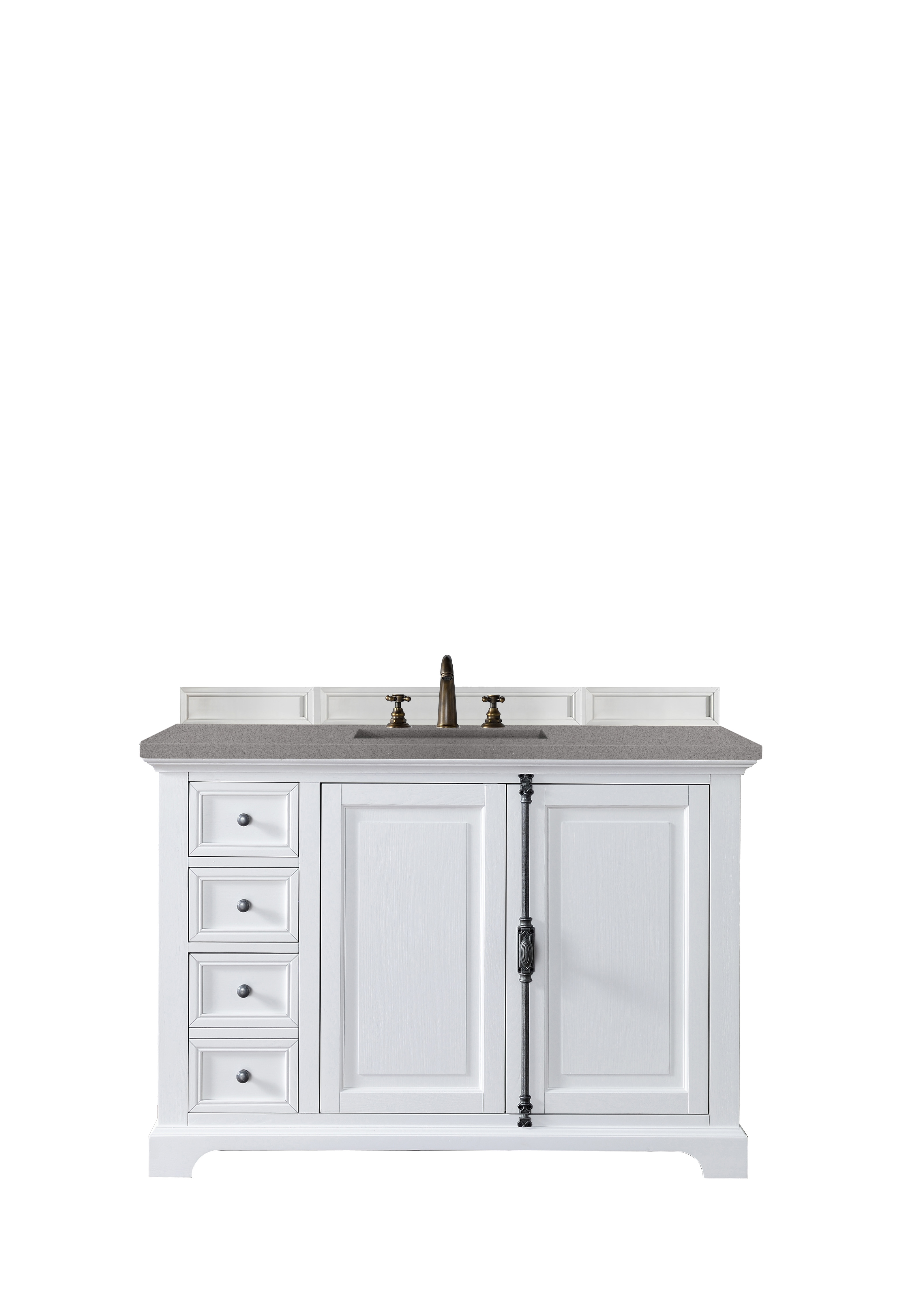James Martin 238-105-V48-BW-3GEX Providence 48" Single Vanity Cabinet, Bright White, w/ 3 CM Grey Expo Quartz Top