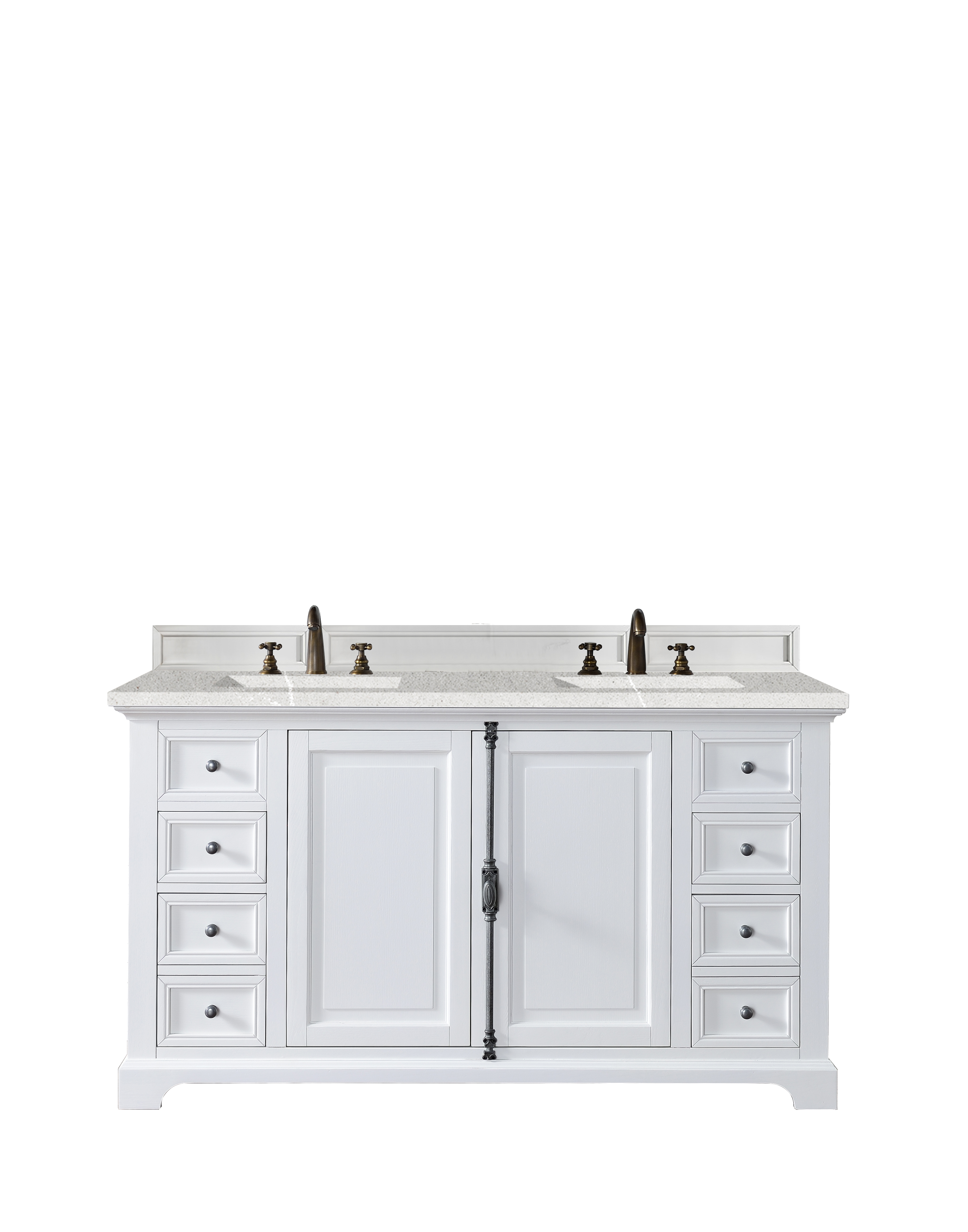 James Martin 238-105-V60D-BW-3ESR Providence 60" Double Vanity Cabinet, Bright White, w/ 3 CM Eternal Serena Quartz Top