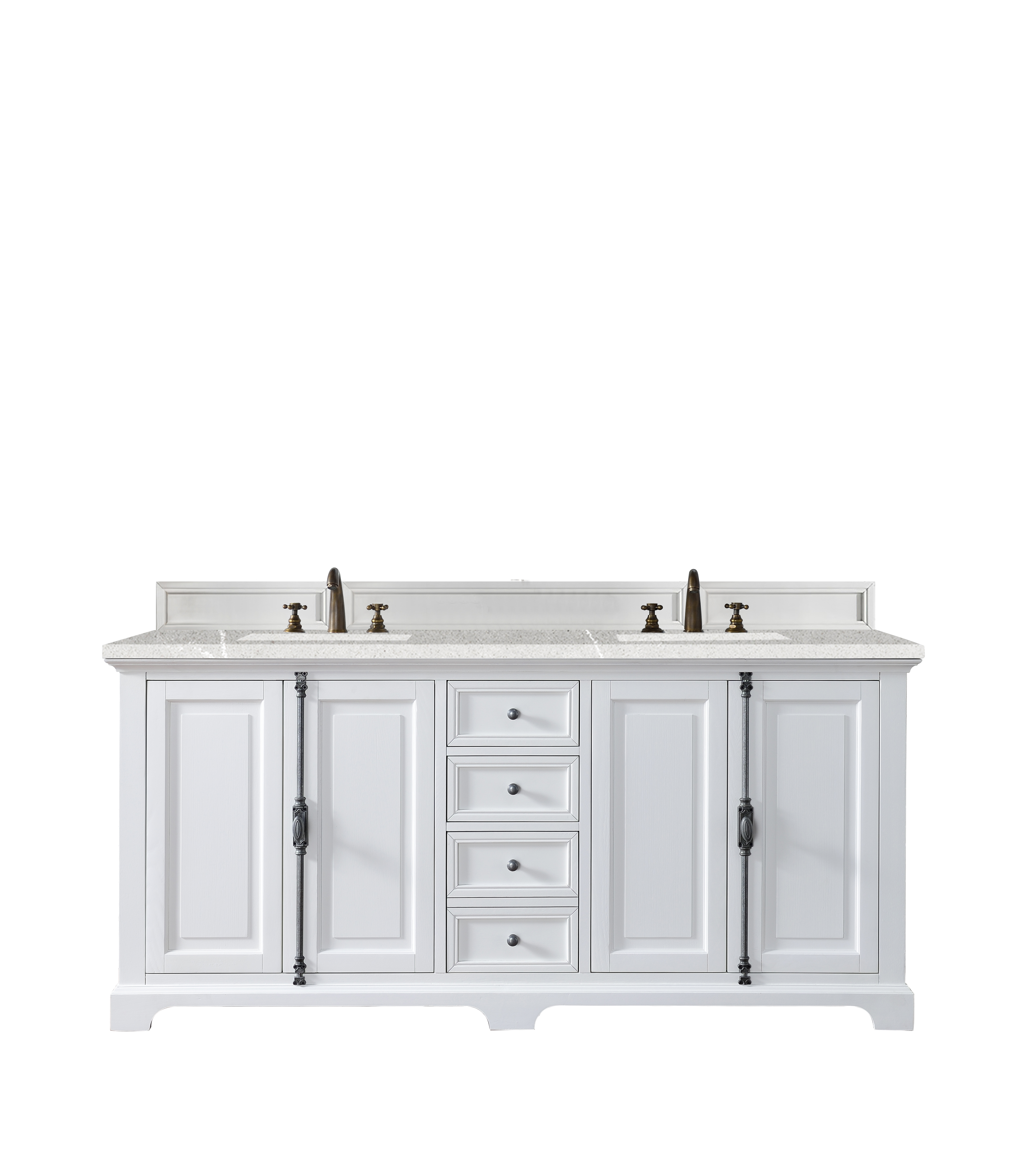 James Martin 238-105-V72-BW-3ESR Providence 72" Double Vanity Cabinet, Bright White, w/ 3 CM Eternal Serena Quartz Top