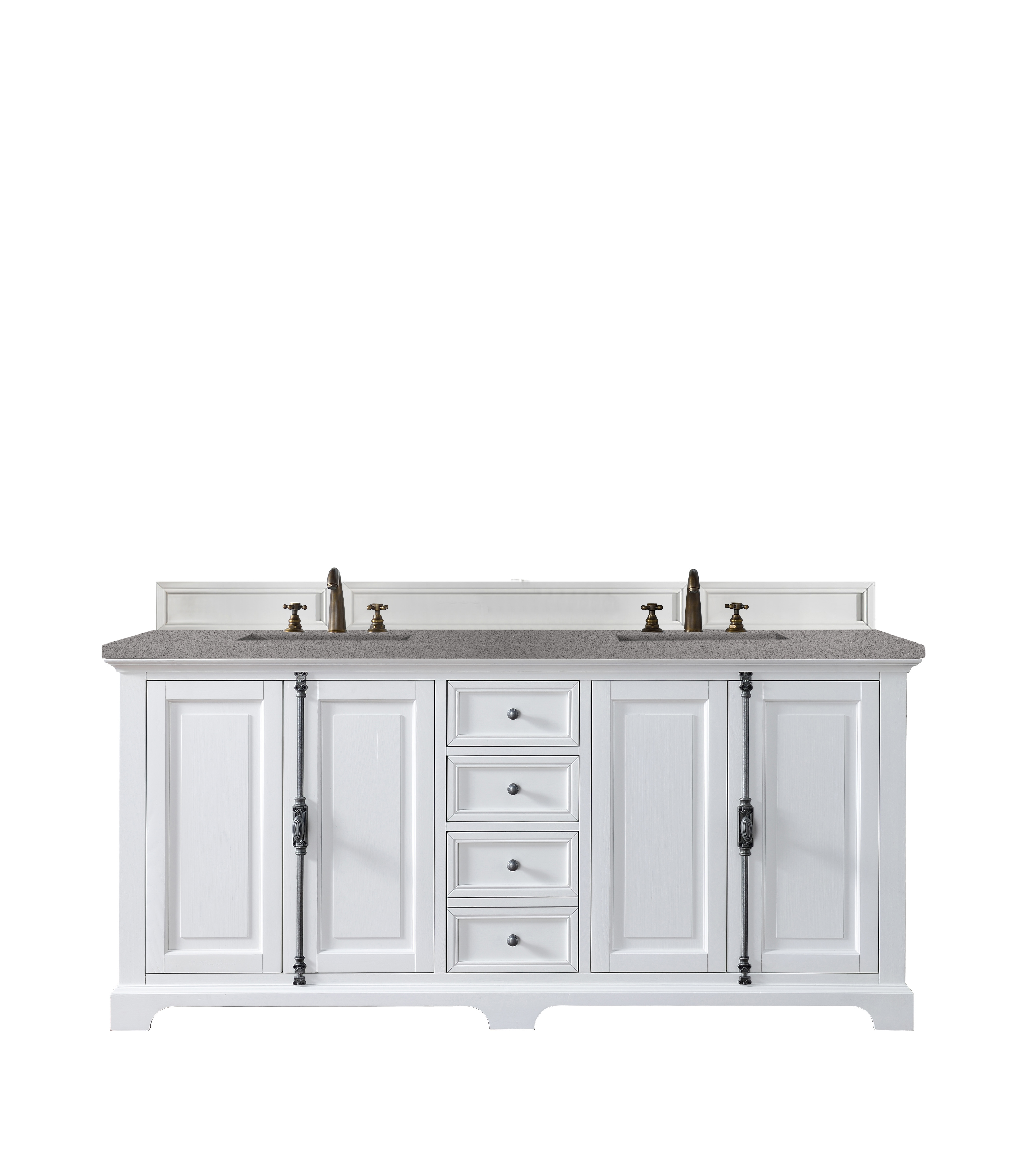 James Martin 238-105-V72-BW-3GEX Providence 72" Double Vanity Cabinet, Bright White, w/ 3 CM Grey Expo Quartz Top