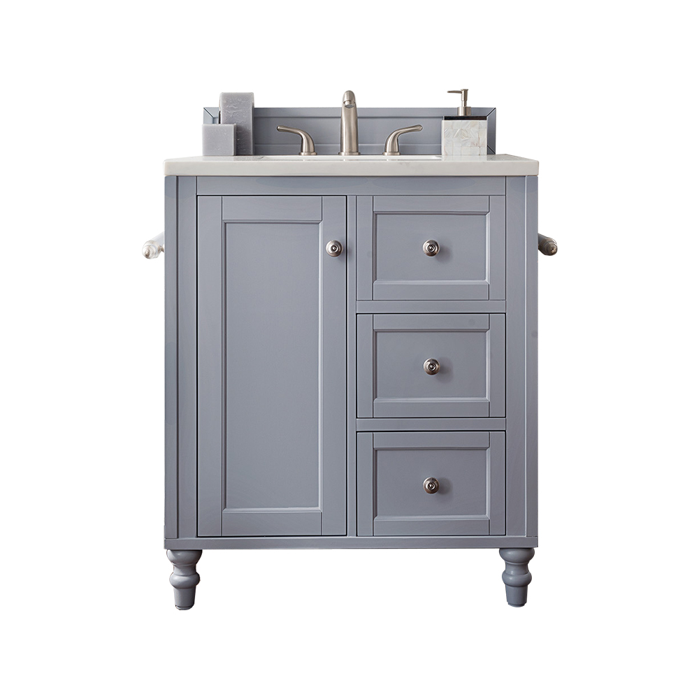 James Martin 301-V30-SL-3AF Copper Cove Encore 30" Single Vanity, Silver Gray w/ 3 CM Arctic Fall Solid Surface Top