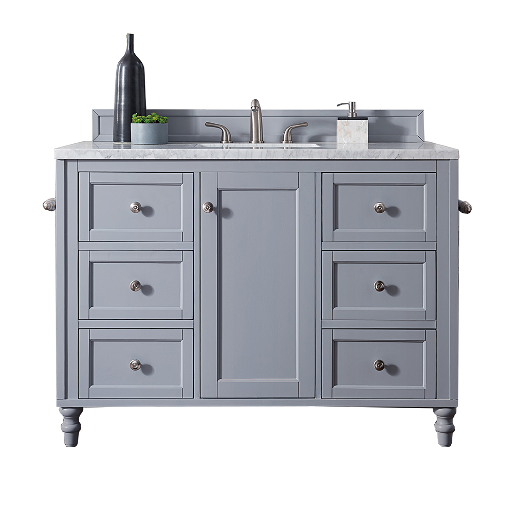 James Martin 301-V48-SL-3AF Copper Cove Encore 48" Single Vanity, Silver Gray w/ 3 CM Arctic Fall Solid Surface Top