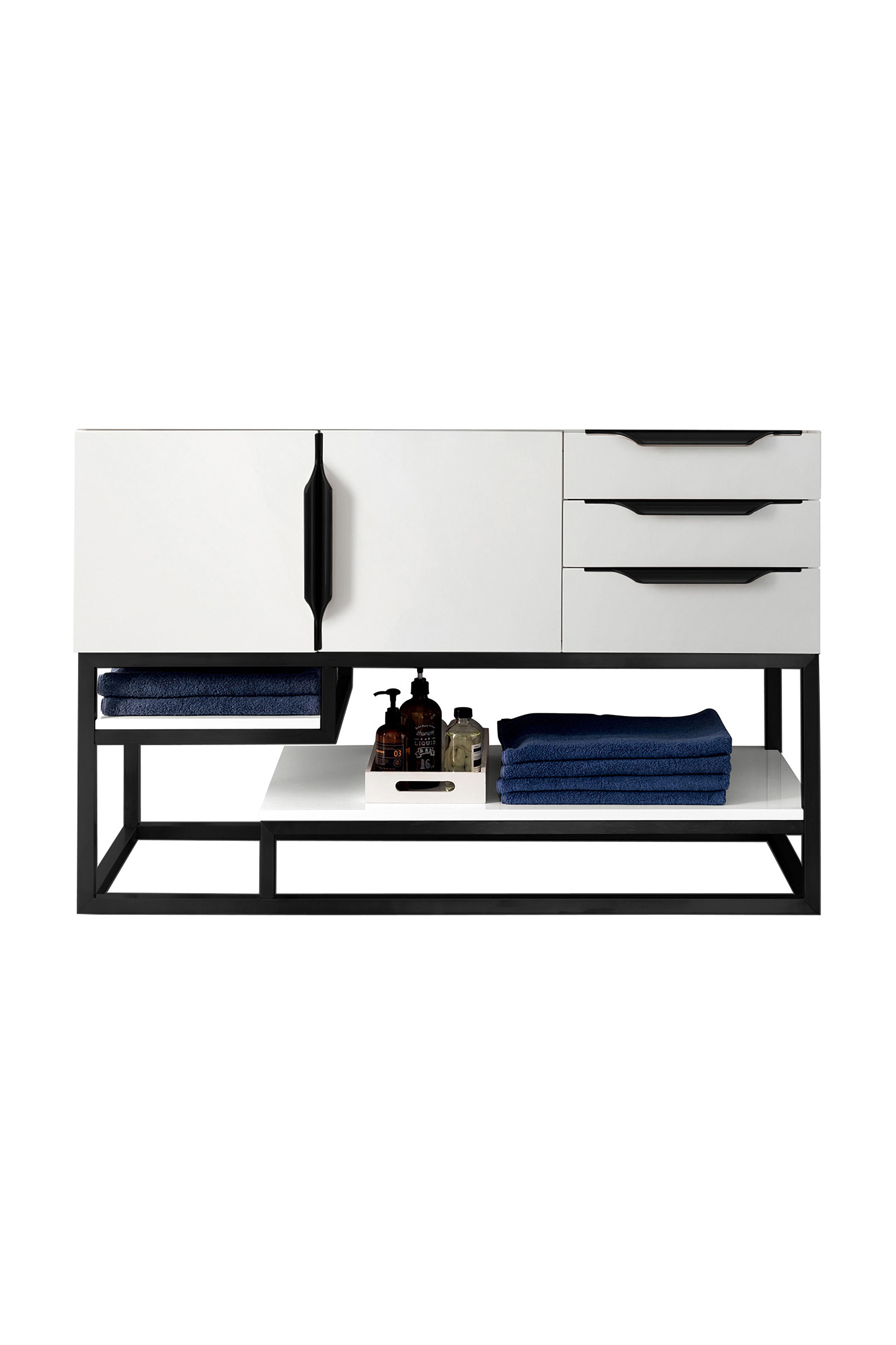 James Martin 388-V48-GW-MB Columbia 48" Single Vanity, Glossy White, Matte Black