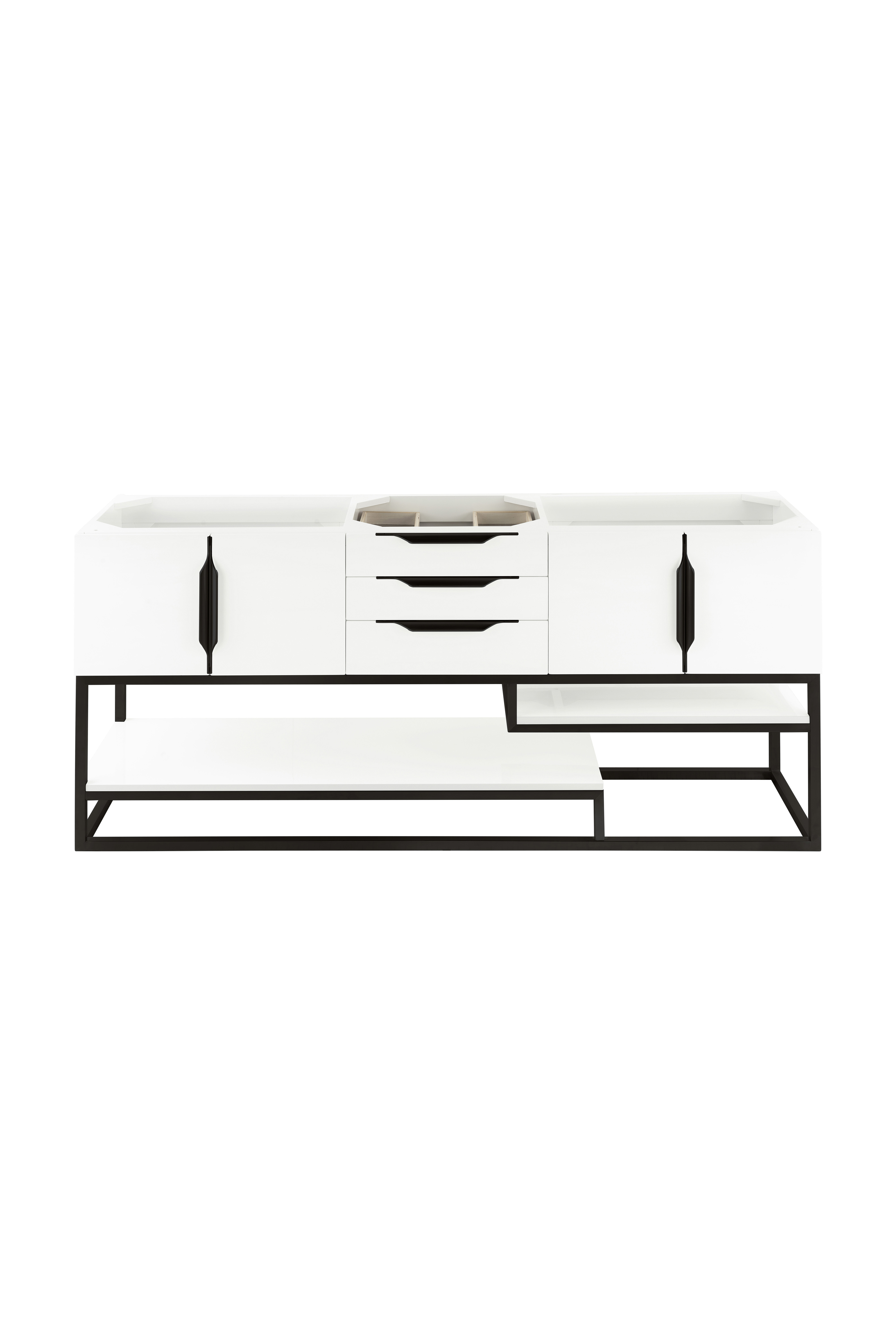 James Martin 388-V72D-GW-MB Columbia 72" Vanity, Glossy White, Matte Black