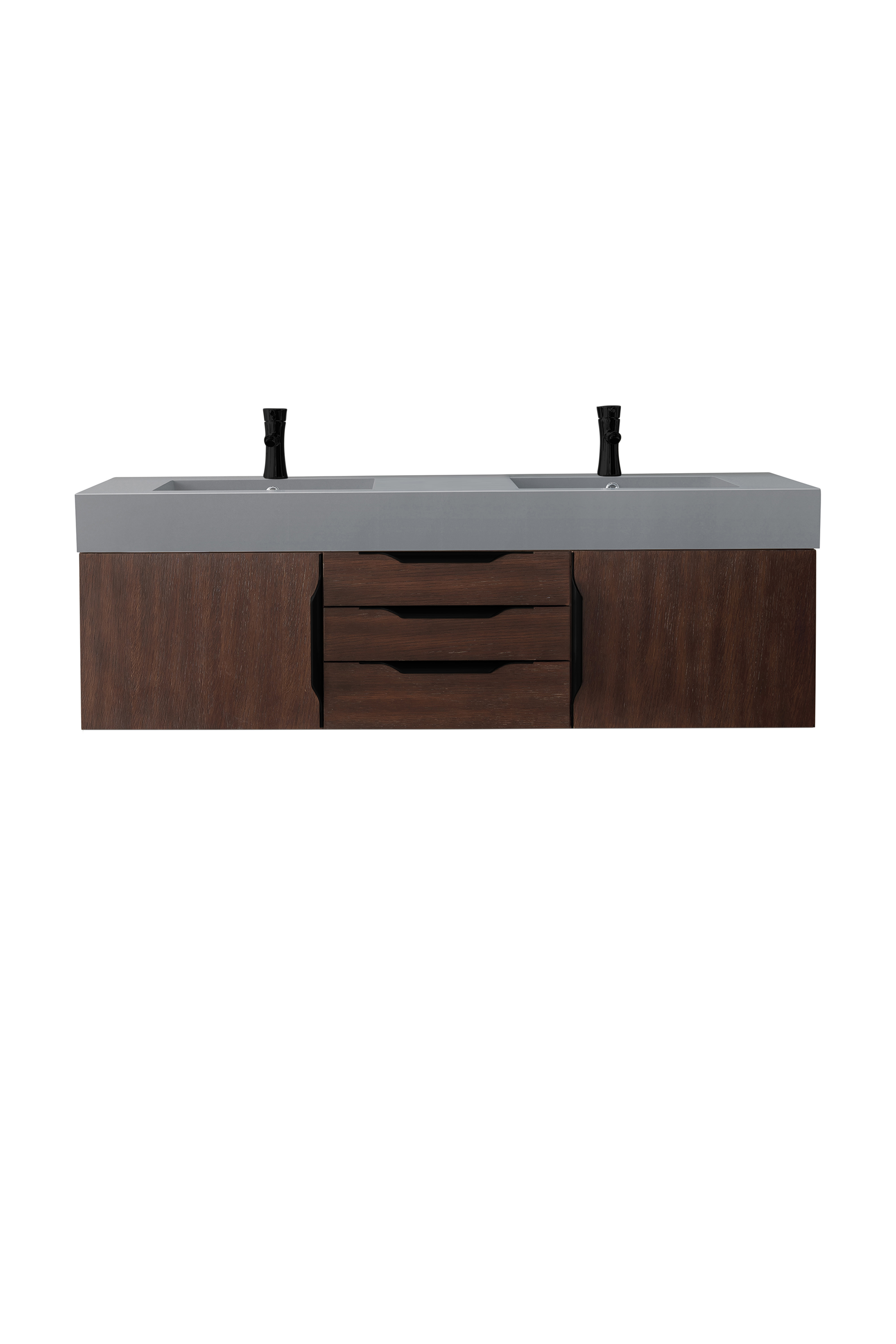 James Martin 389-V59D-CFO-MB-DGG Mercer Island 59" Double Vanity, Coffee Oak, Matte Black w/ Dusk Grey Glossy Composite Top