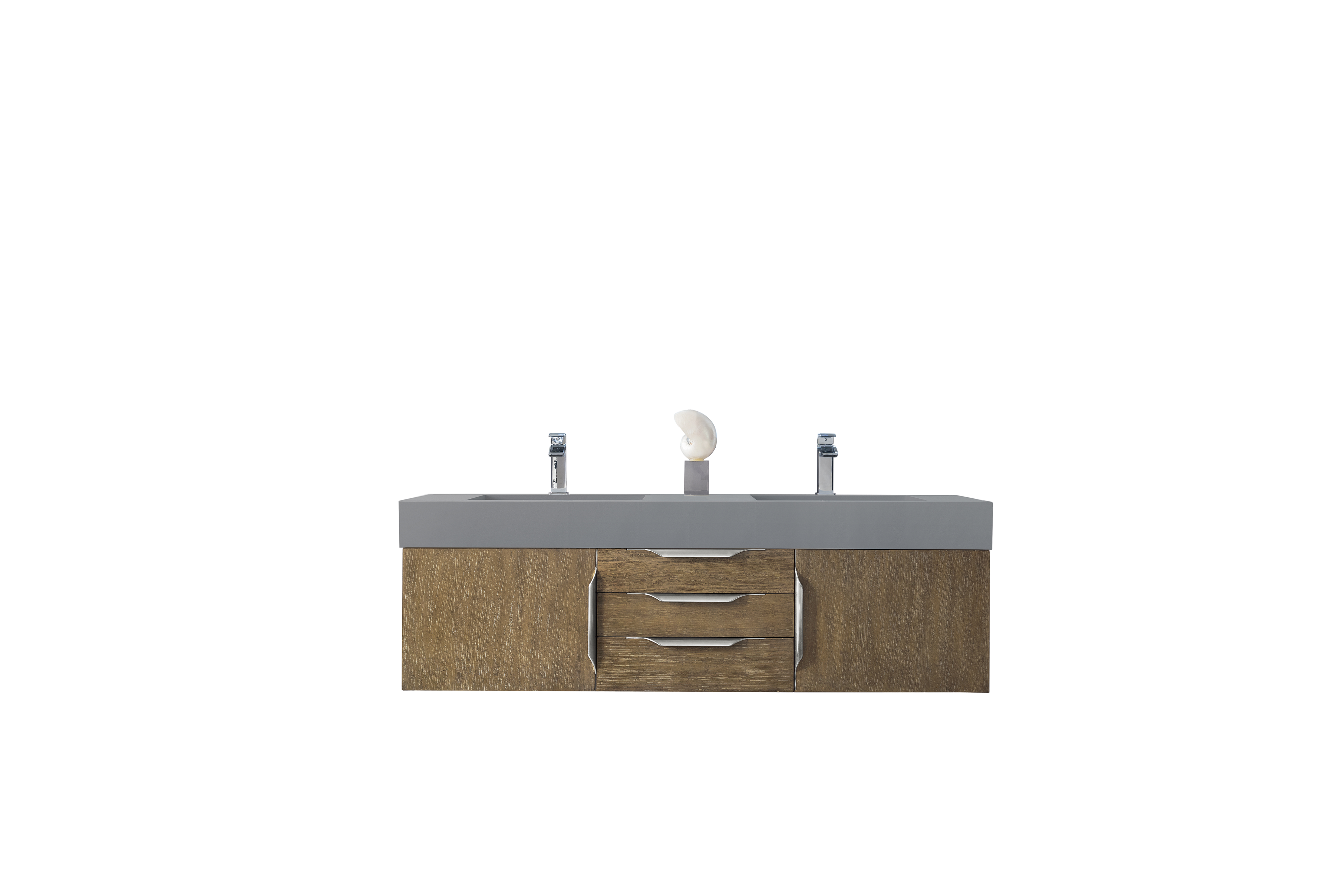 James Martin 389-V59D-LTO-A-DGG Mercer Island 59" Double Vanity, Latte Oak w/ Dusk Grey Glossy Composite Top