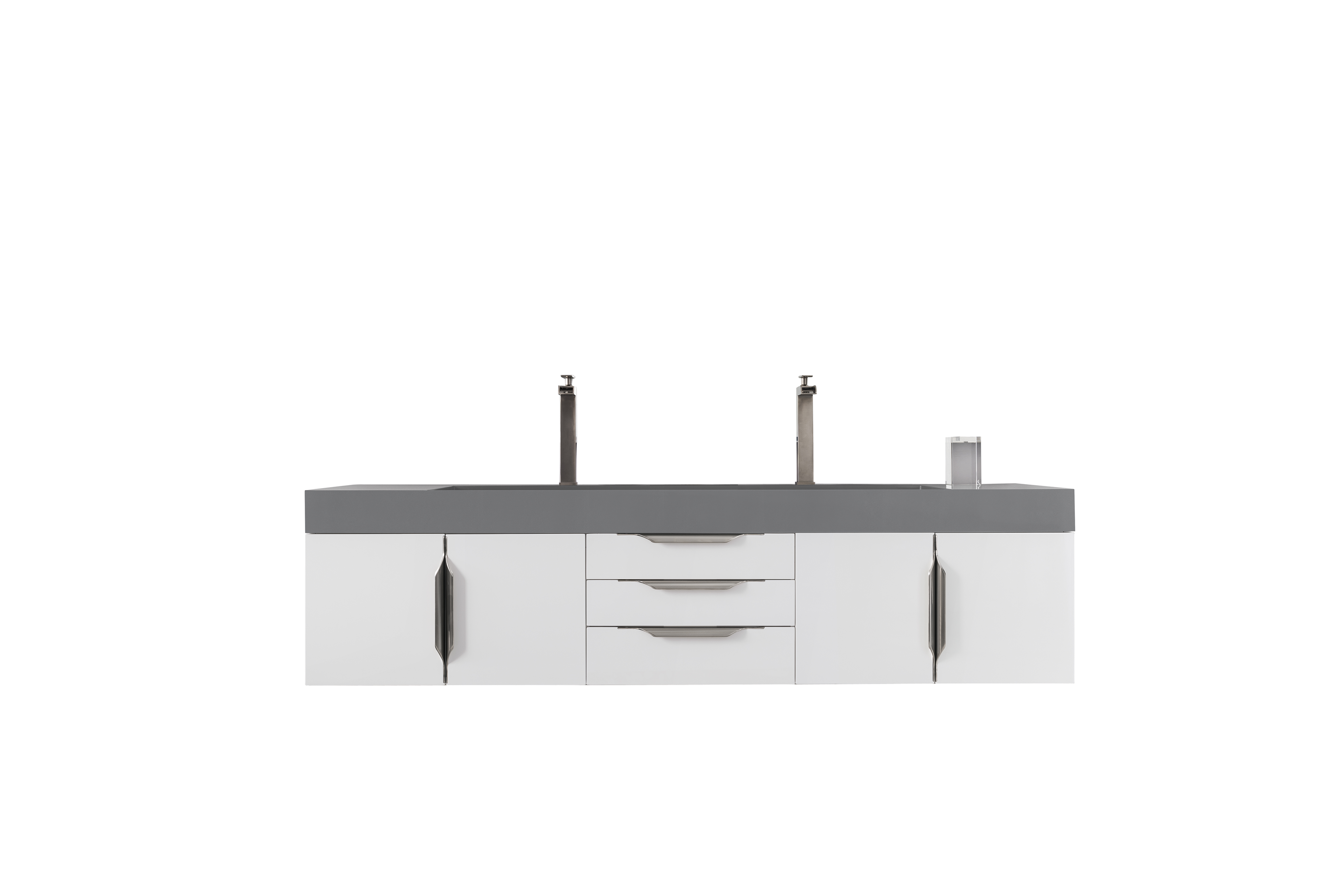 James Martin 389-V72D-GW-A-DGG Mercer Island 72" Double Vanity, Glossy White w/ Dusk Grey Glossy Composite Top