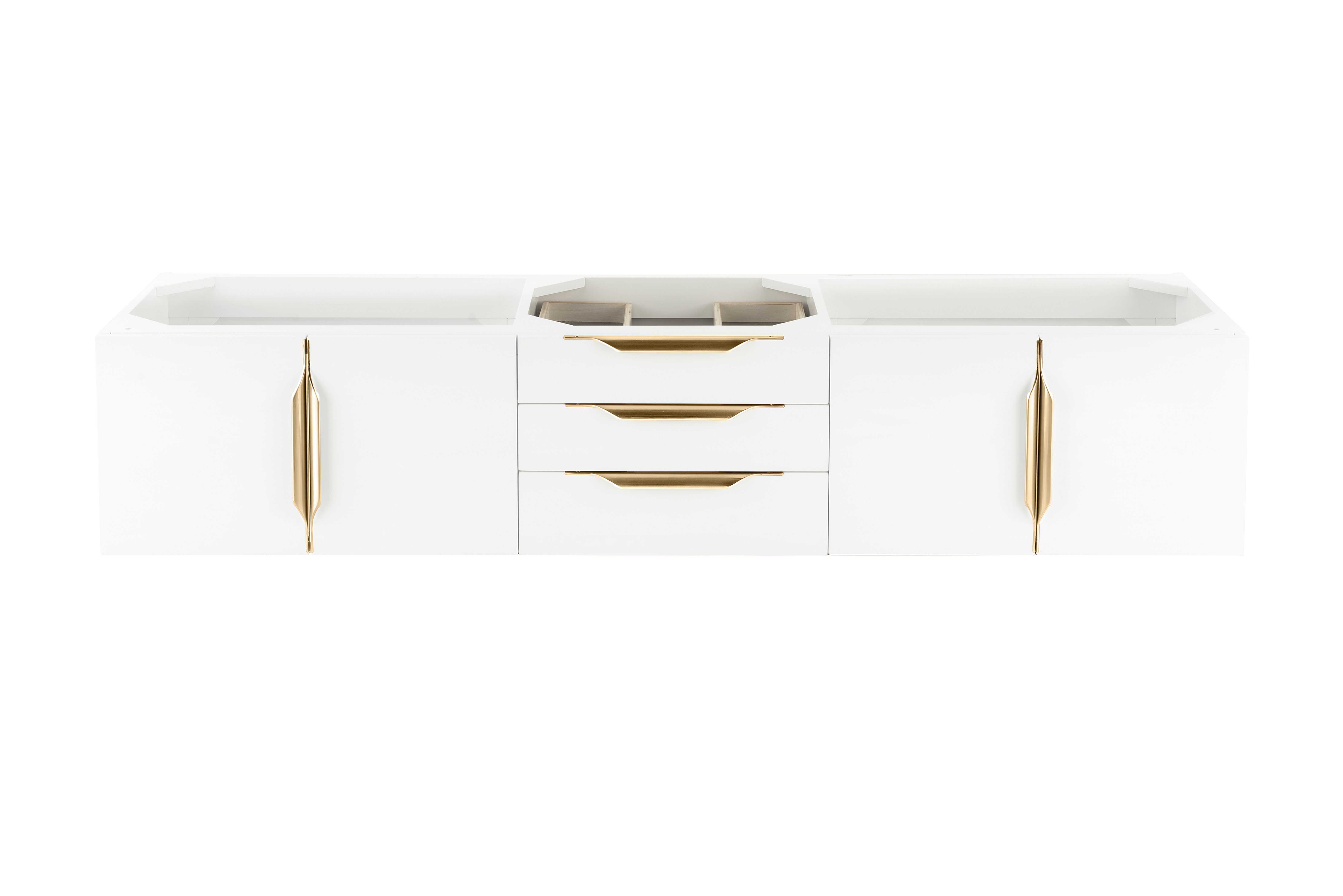 James Martin 389-V72D-GW-G Mercer Island 72" Double Vanity, Glossy White, Radiant Gold