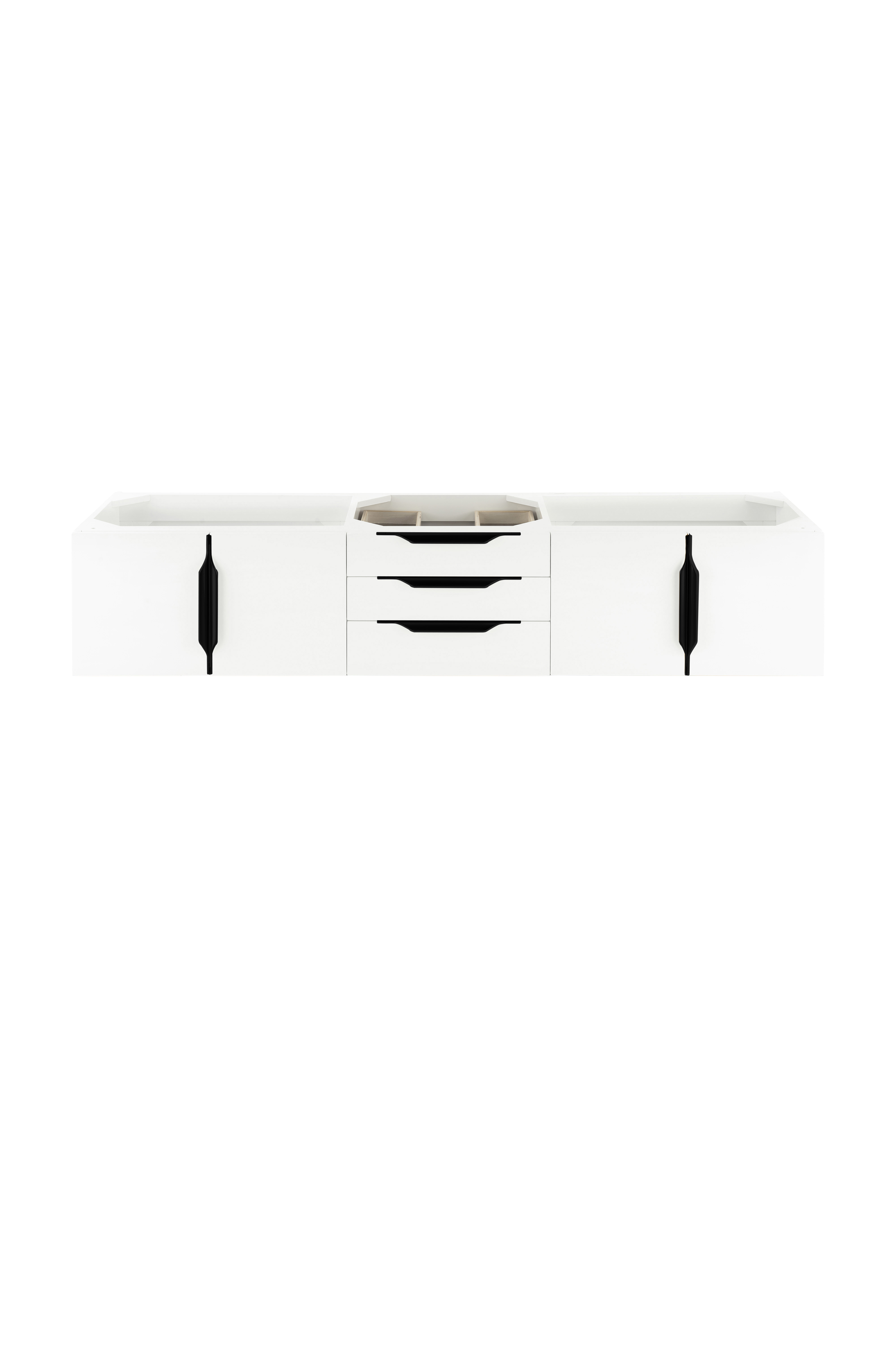 James Martin 389-V72D-GW-MB Mercer Island 72" Vanity, Glossy White, Matte Black