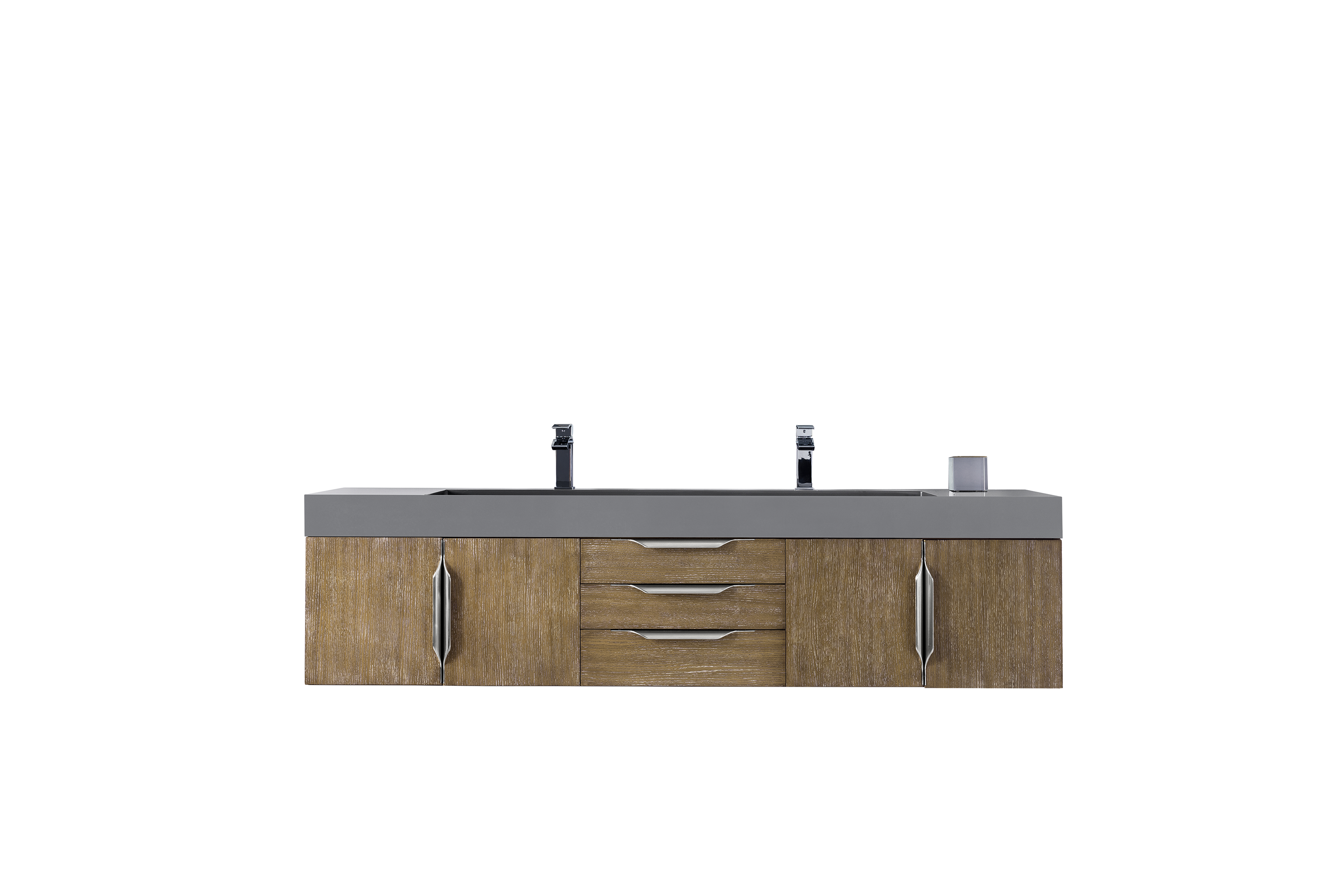 James Martin 389-V72D-LTO-A-DGG Mercer Island 72" Double Vanity, Latte Oak w/ Dusk Grey Glossy Composite Top