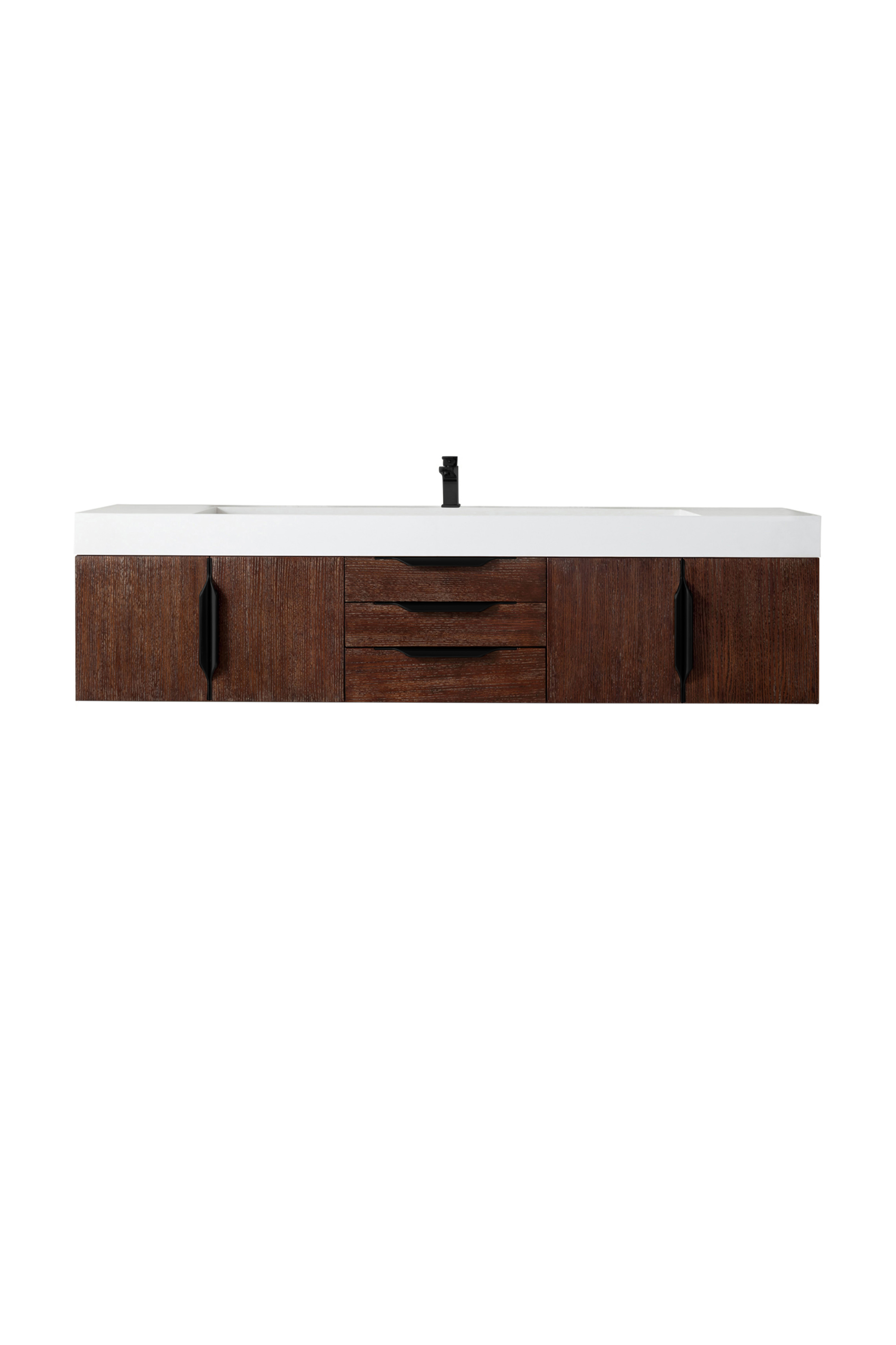 James Martin 389-V72S-CFO-MB-GW Mercer Island 72" Single Vanity, Coffee Oak, Matte Black w/ Glossy White Composite Top