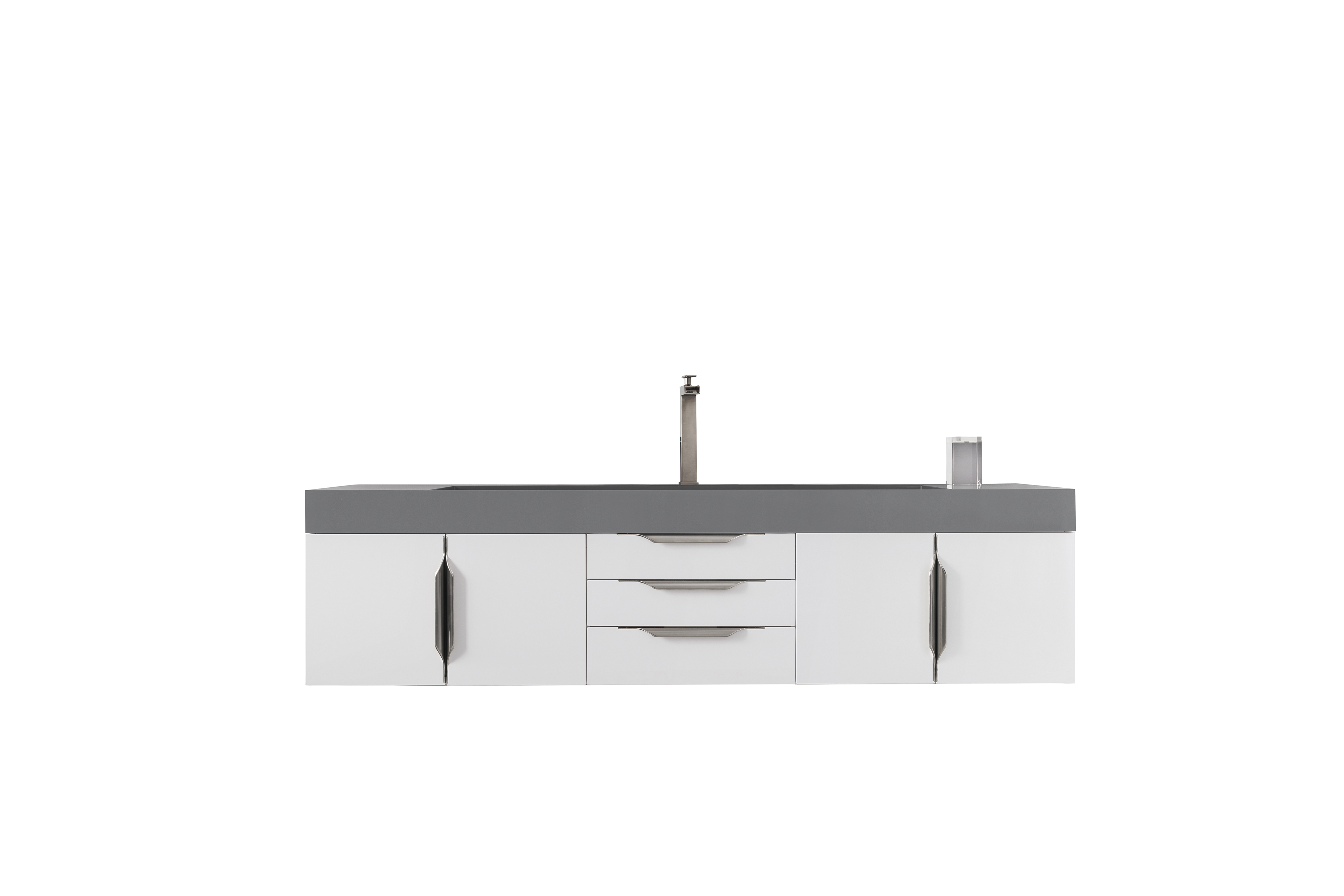 James Martin 389-V72S-GW-A-DGG Mercer Island 72" Single Vanity, Glossy White w/ Dusk Grey Glossy Composite Top