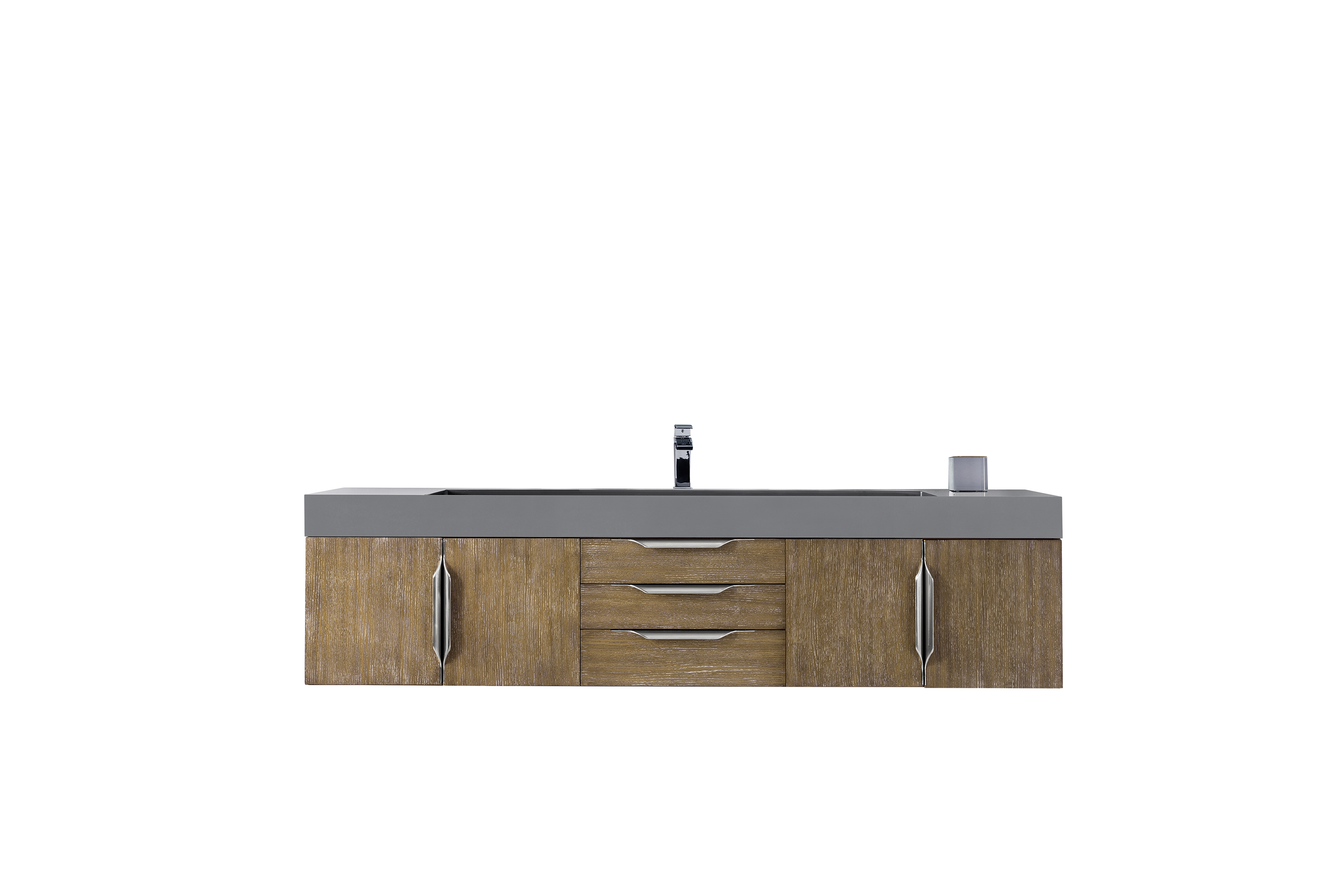 James Martin 389-V72S-LTO-A-DGG Mercer Island 72" Single Vanity, Latte Oak w/ Dusk Grey Glossy Composite Top