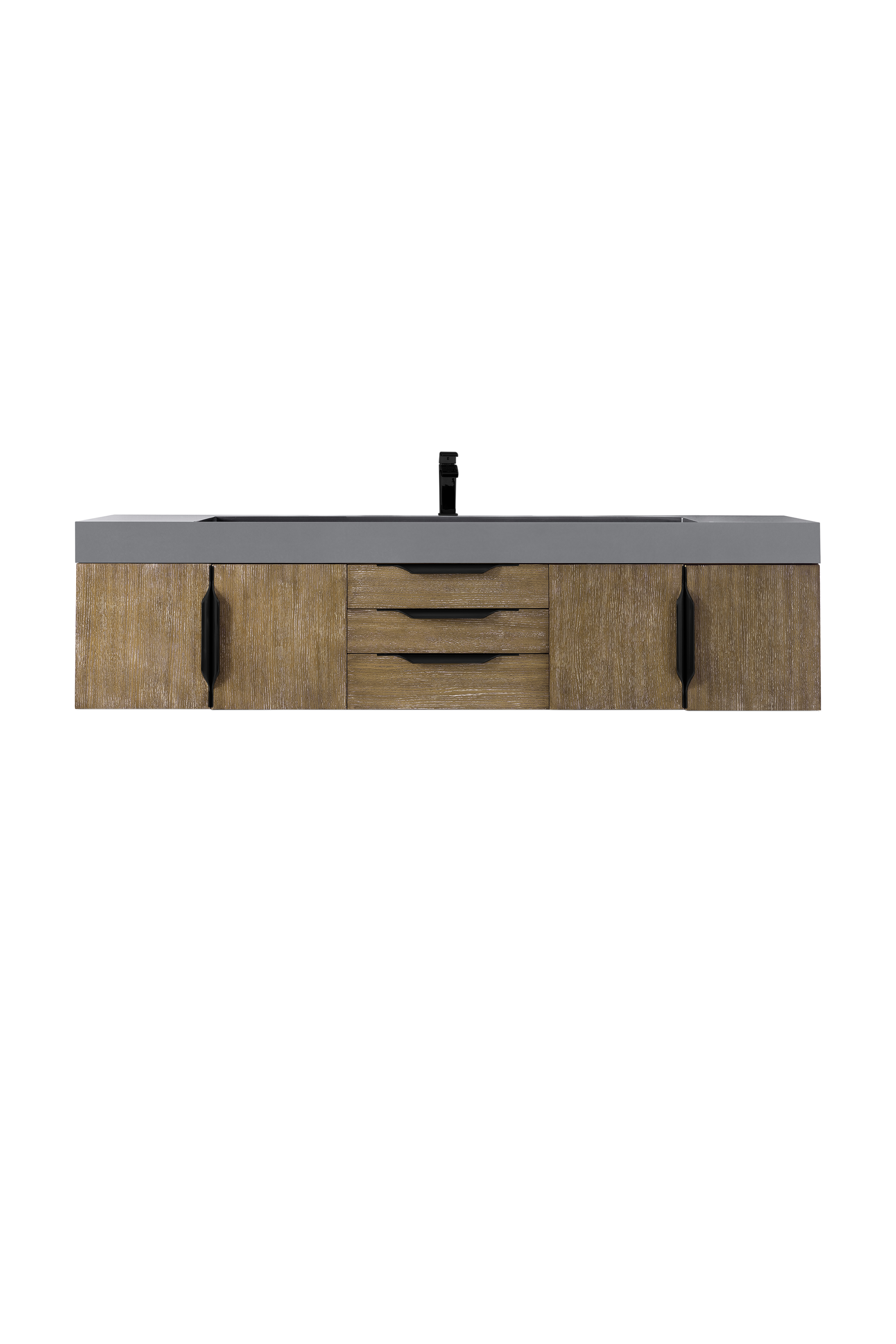 James Martin 389-V72S-LTO-MB-DGG Mercer Island 72" Single Vanity, Latte Oak, Matte Black w/ Dusk Grey Glossy Composite Top