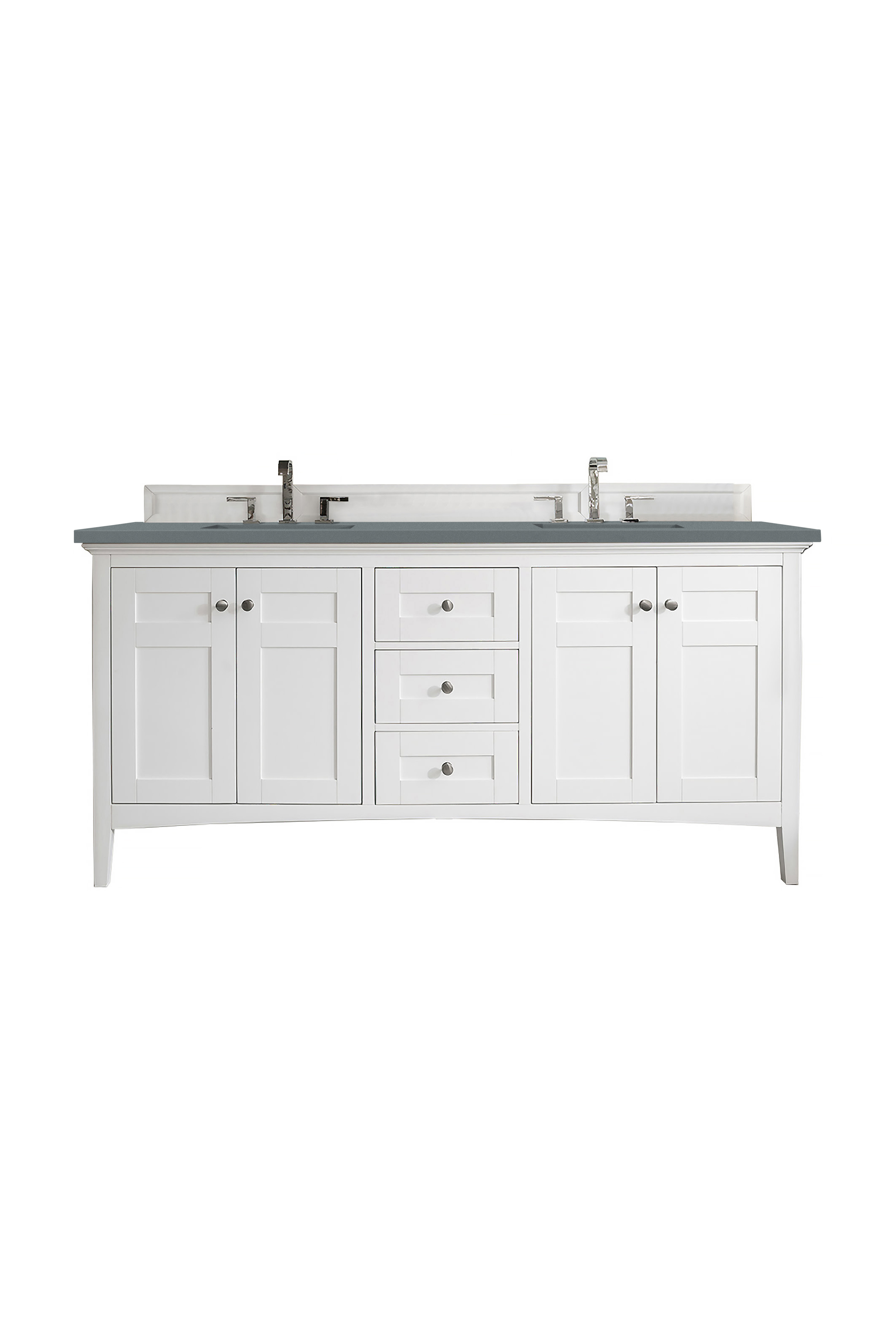 James Martin 527-V72-BW-3CBL Palisades 72" Double Vanity, Bright White, w/ 3 CM Cala Blue Quartz Top