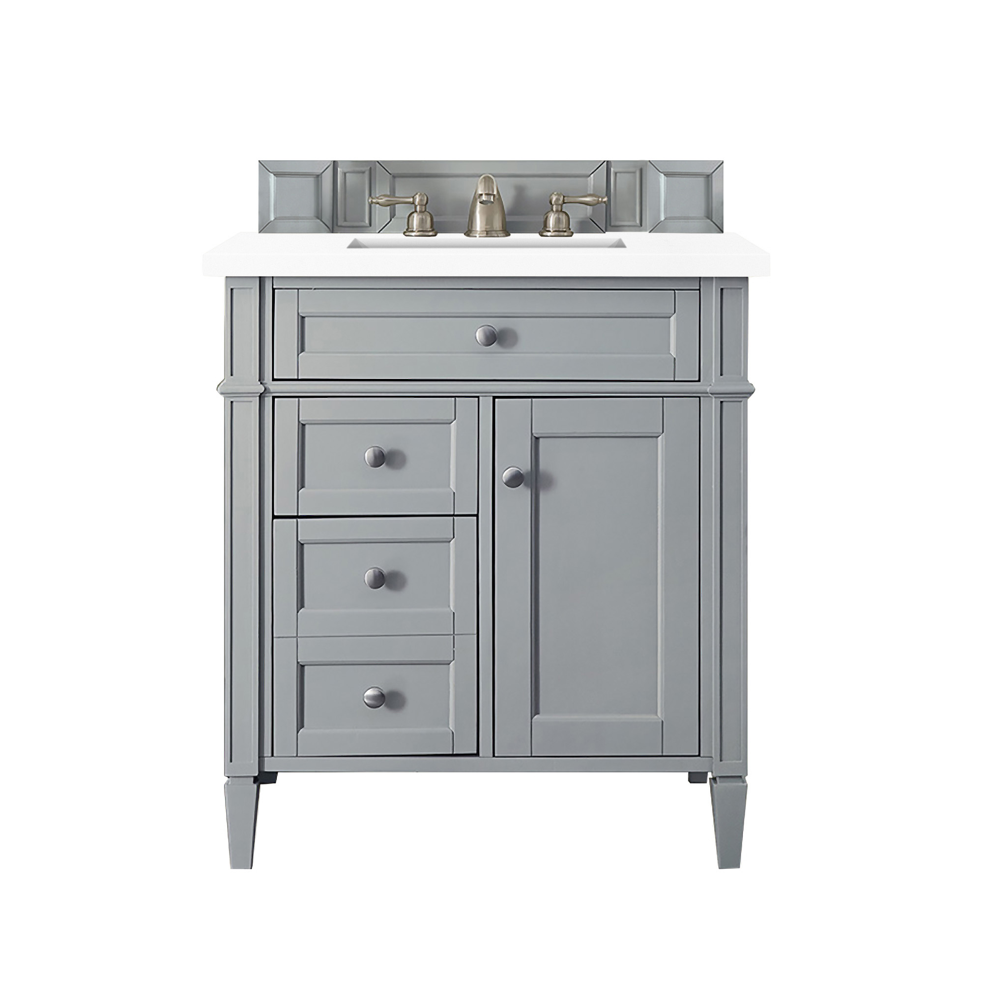 James Martin 650-V30-UGR-3CLW Brittany 30" Single Vanity, Urban Gray, w/ 3 CM Classic White Quartz Top