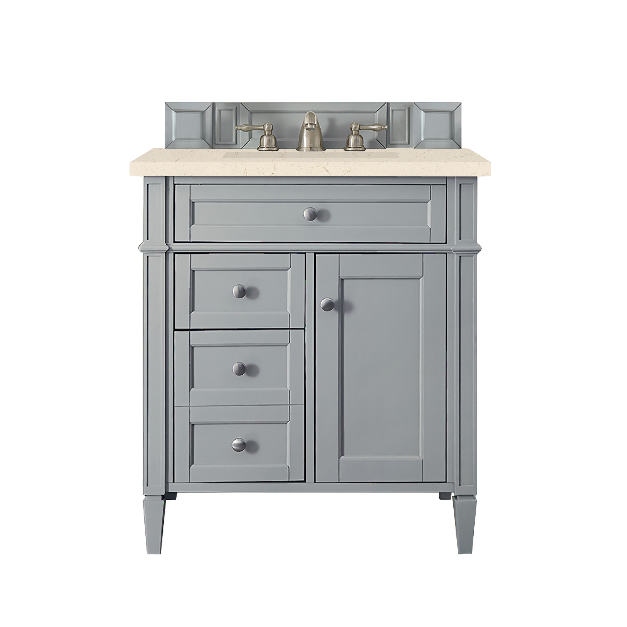 James Martin 650-V30-UGR-3EMR Brittany 30" Single Vanity, Urban Gray, w/ 3 CM Eternal Marfil Quartz Top