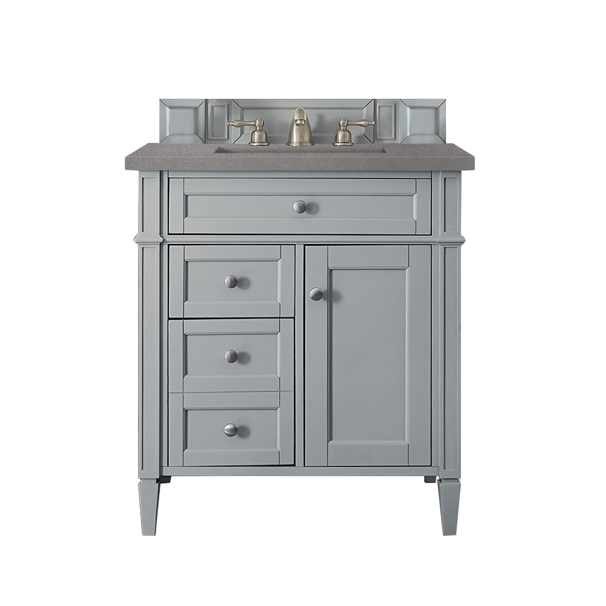 James Martin 650-V30-UGR-3GEX Brittany 30" Single Vanity, Urban Gray, w/ 3 CM Grey Expo Quartz Top