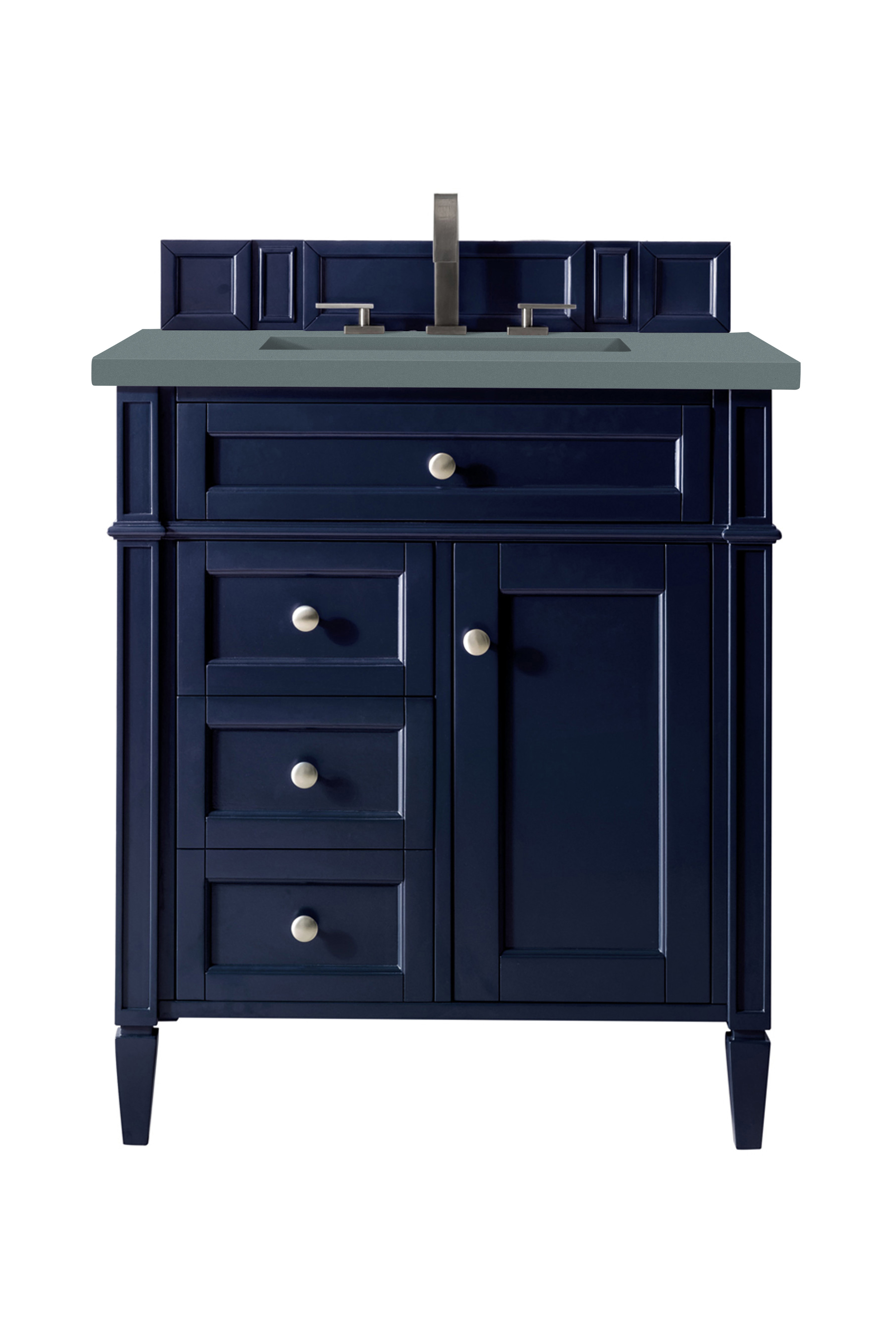 James Martin 650-V30-VBL-3CBL Brittany 30" Single Vanity, Victory Blue w/ 3 CM Cala Blue Quartz Top