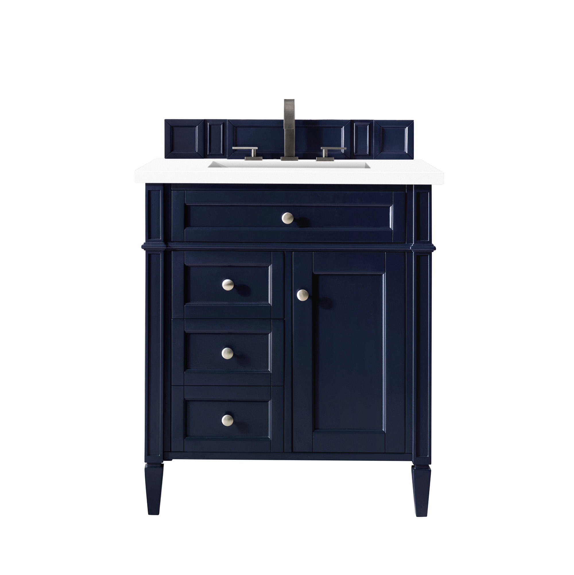 James Martin 650-V30-VBL-3CLW Brittany 30" Single Vanity, Victory Blue w/ 3 CM Classic White Quartz Top